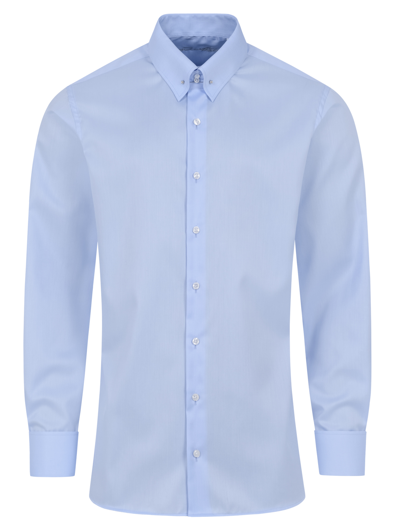 Hellblaues Fischgrat Slim Fit Premium Line Schaeffer Hemd mit Piccadilly Kragen 