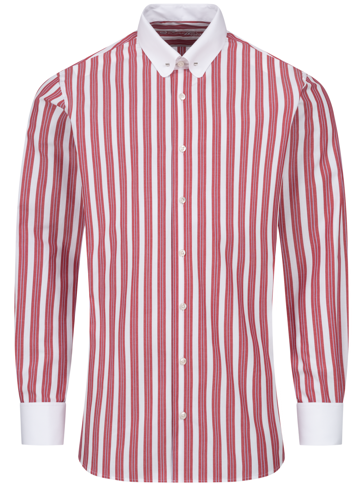 Rot/blau gestreiftes Slim Fit Classic Line Schaeffer Hemd mit Piccadilly Kragen Rot/blau gestreiftes Slim Fit Classic Line Schaeffer Hemd mit Piccadilly Kragen