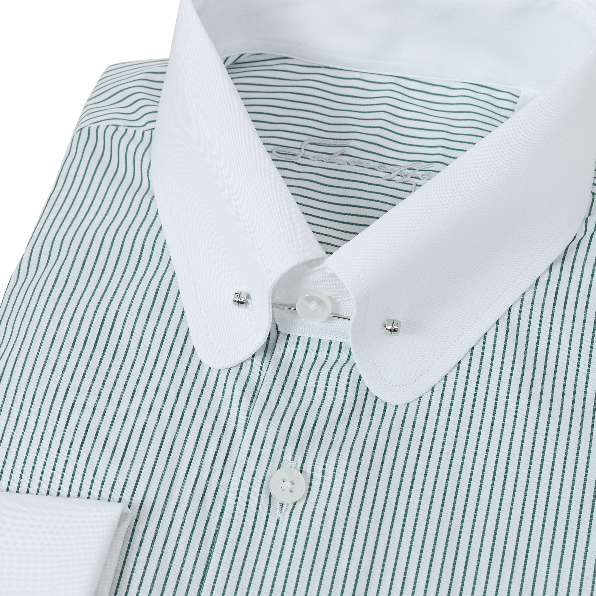 Grüne Streifen Slim Fit Classic Line Schaeffer Hemd mit Piccadilly Kragen