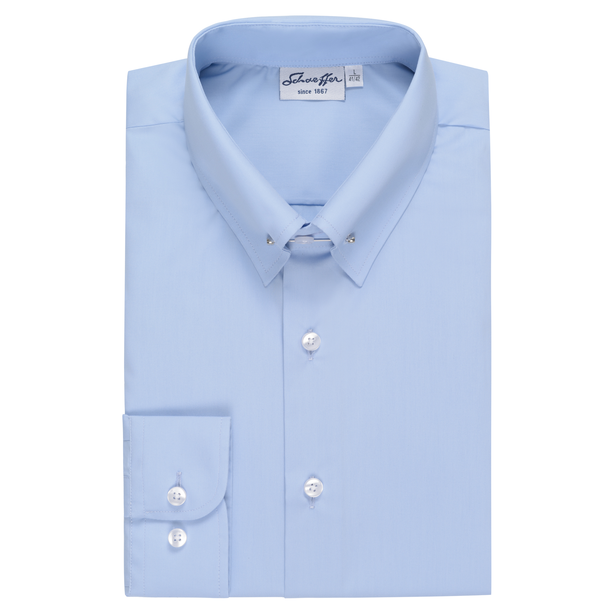 Hellblaues Modern Cut Urban Line Schaeffer Hemd mit Piccadilly Kragen