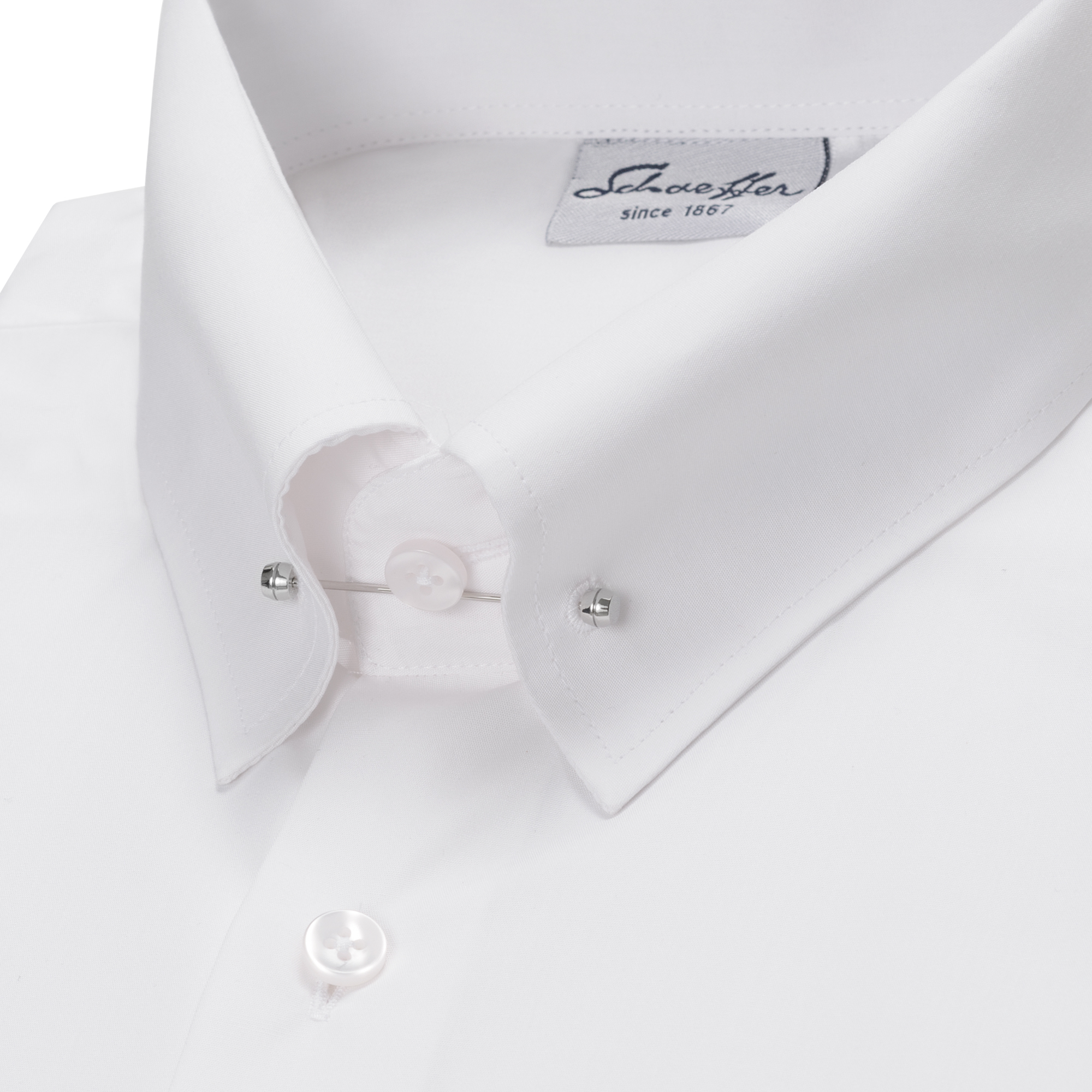 Weißes Modern Cut Urban Line Schaeffer Hemd mit Piccadilly Kragen