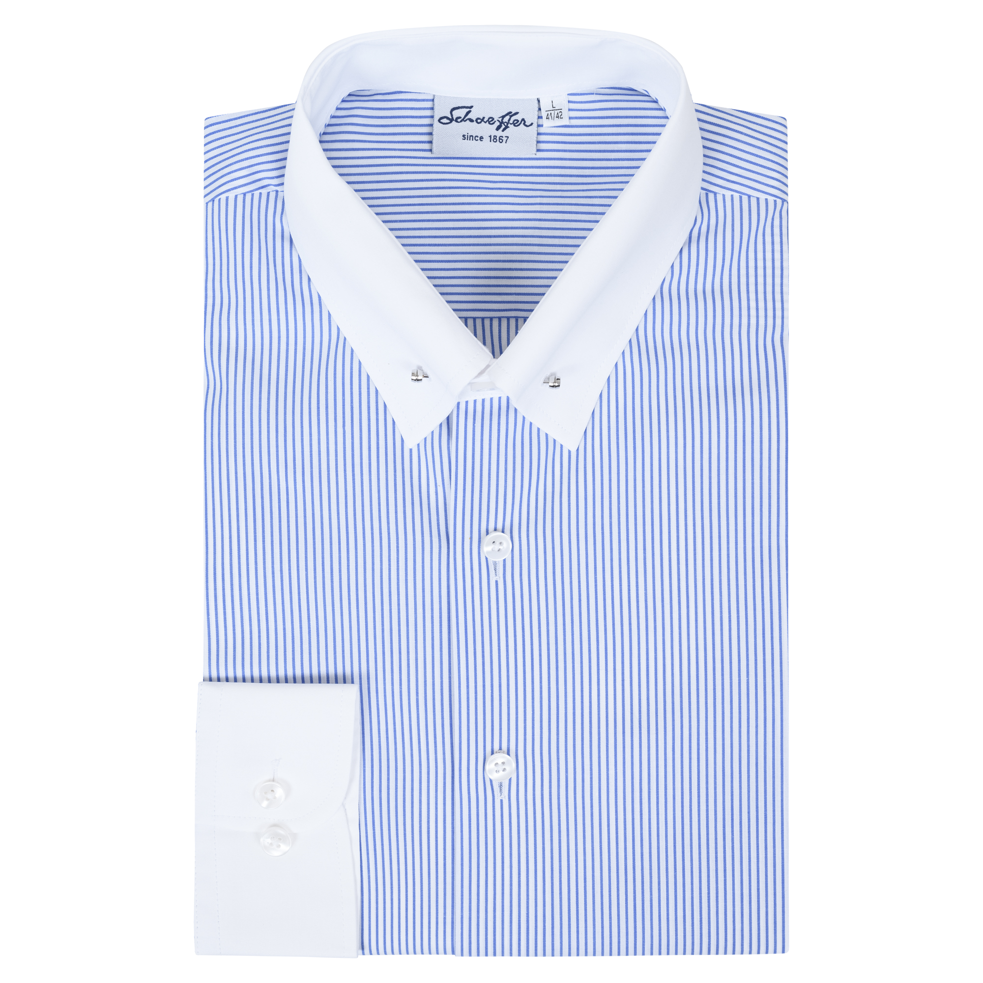 Blau gestreiftes Modern Cut Urban Line Schaeffer Hemd mit Piccadilly Kragen