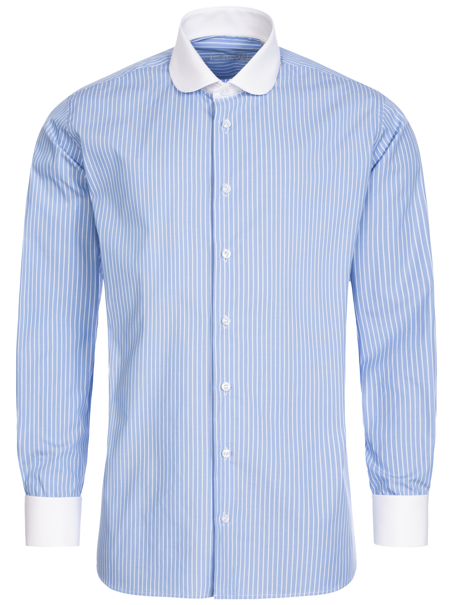 Hellblau gestreiftes Modern Cut Classic Line Schaeffer Hemd mit Club Kragen Hellblau gestreiftes Modern Cut Classic Line Schaeffer Hemd mit Club Kragen
