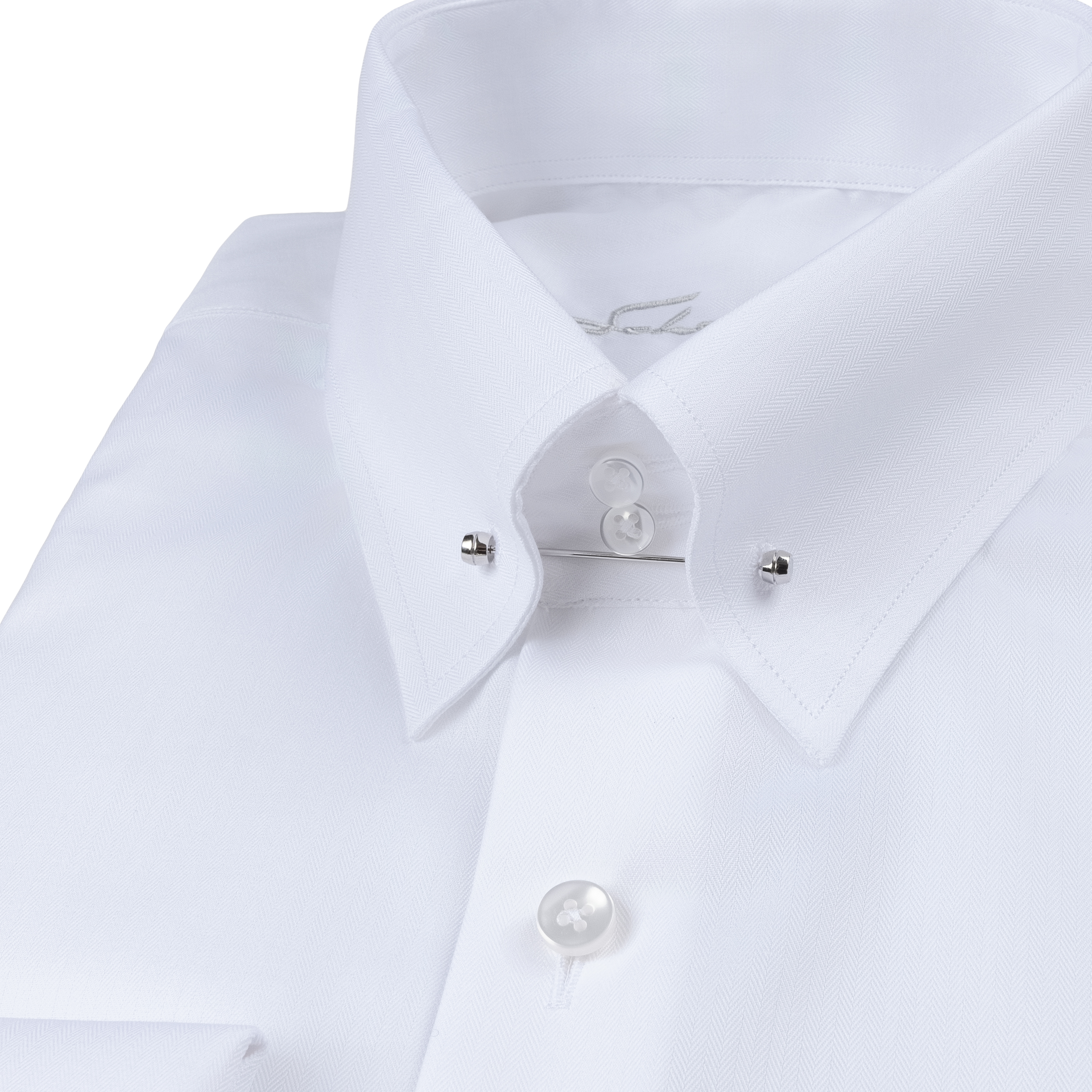 Weißes Fischgrat Modern Cut Premium Line Schaeffer Hemd mit Piccadilly Kragen 