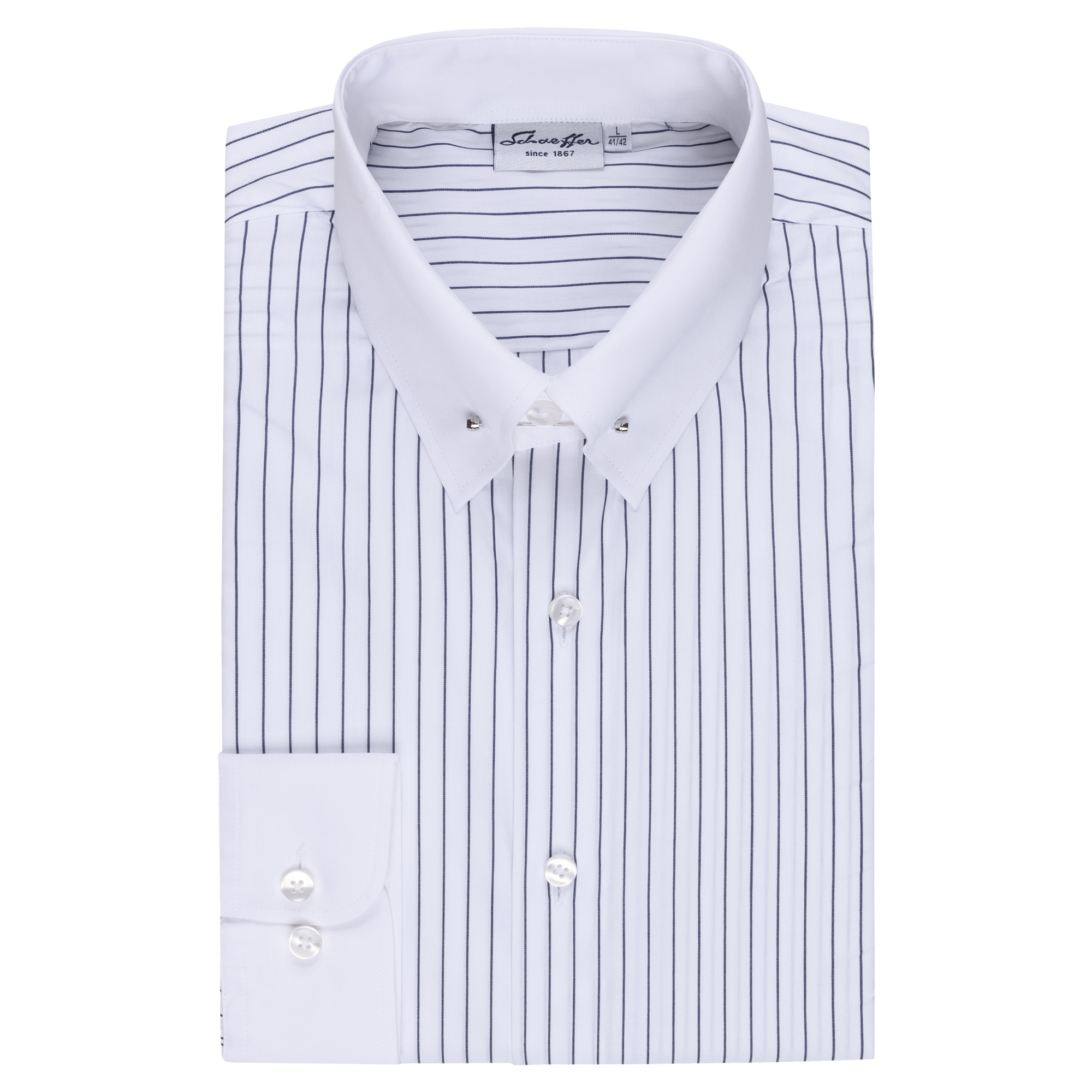 Blau gestreiftes Modern Cut Urban Line Schaeffer Hemd mit Piccadilly Kragen