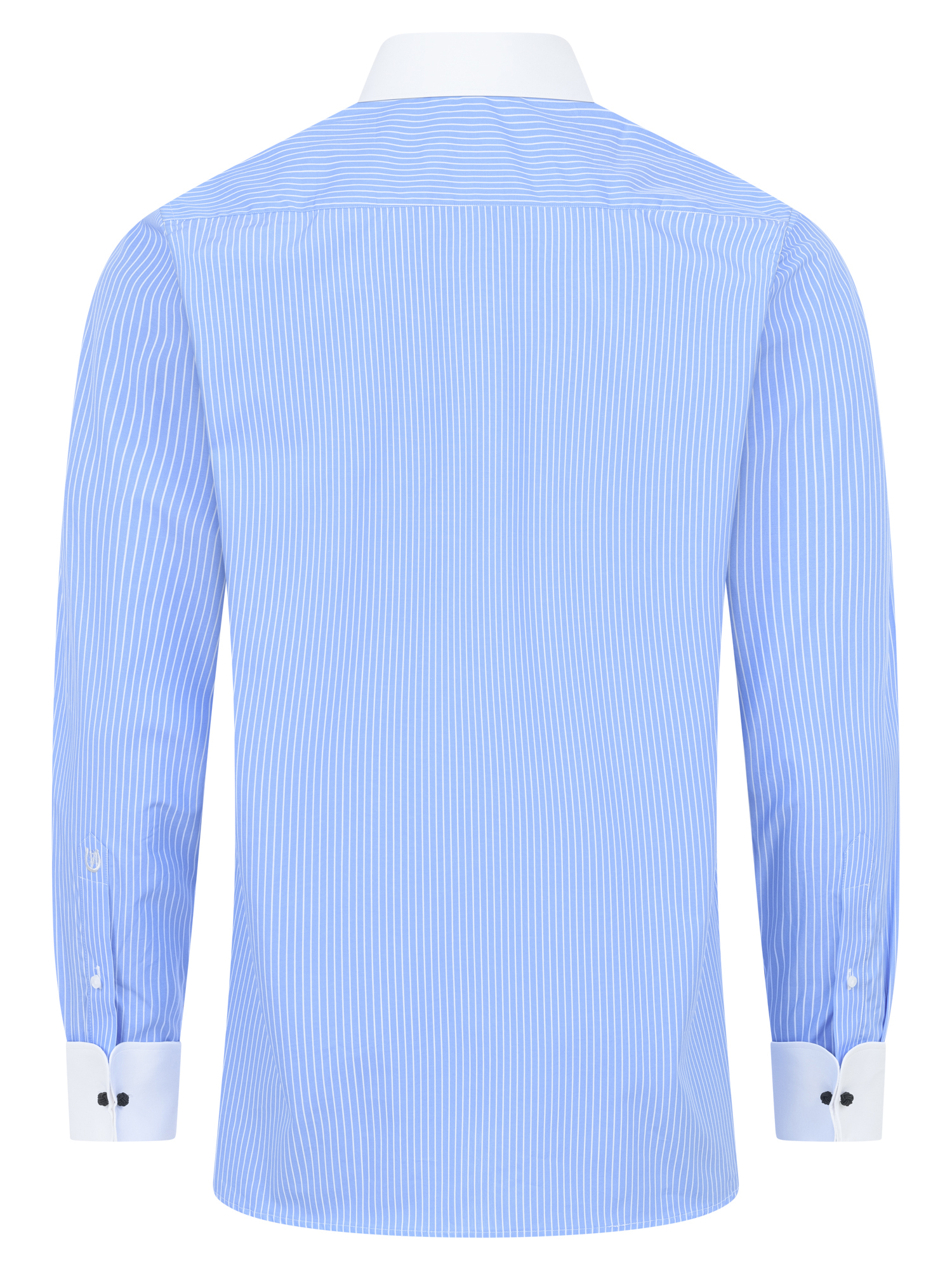 Hellblau gestreiftes Modern Cut Classic Line Schaeffer Hemd mit Spearpoint Kragen