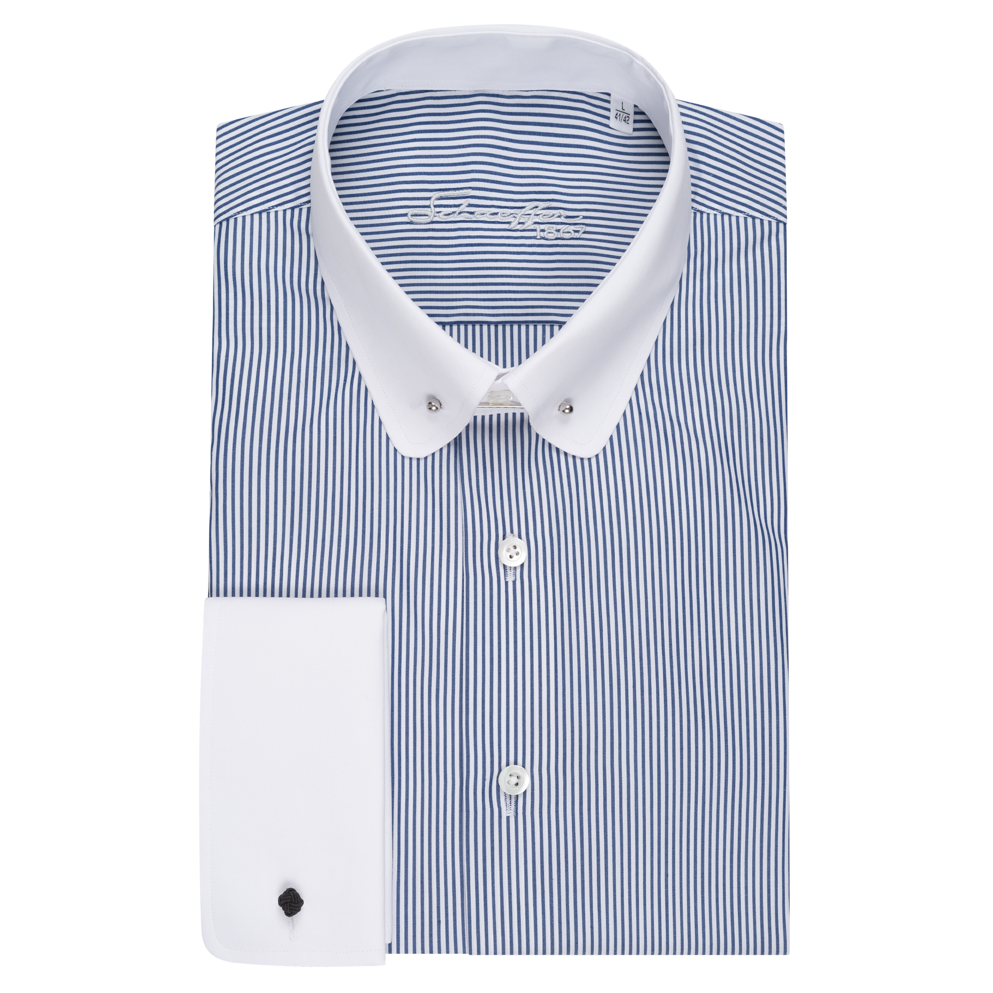 Blau gestreiftes Slim Fit Royal Line Schaeffer Hemd mit Piccadilly Kragen Blau gestreiftes Slim Fit Royal Line Schaeffer Hemd mit Piccadilly Kragen