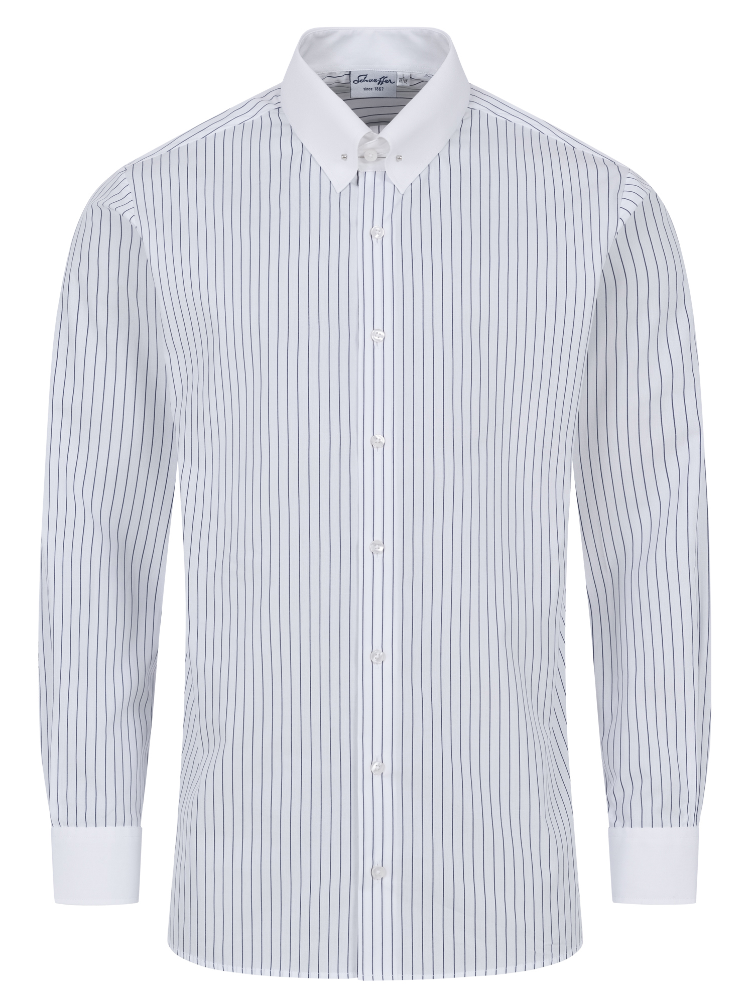 Blau gestreiftes Modern Cut Urban Line Schaeffer Hemd mit Piccadilly Kragen