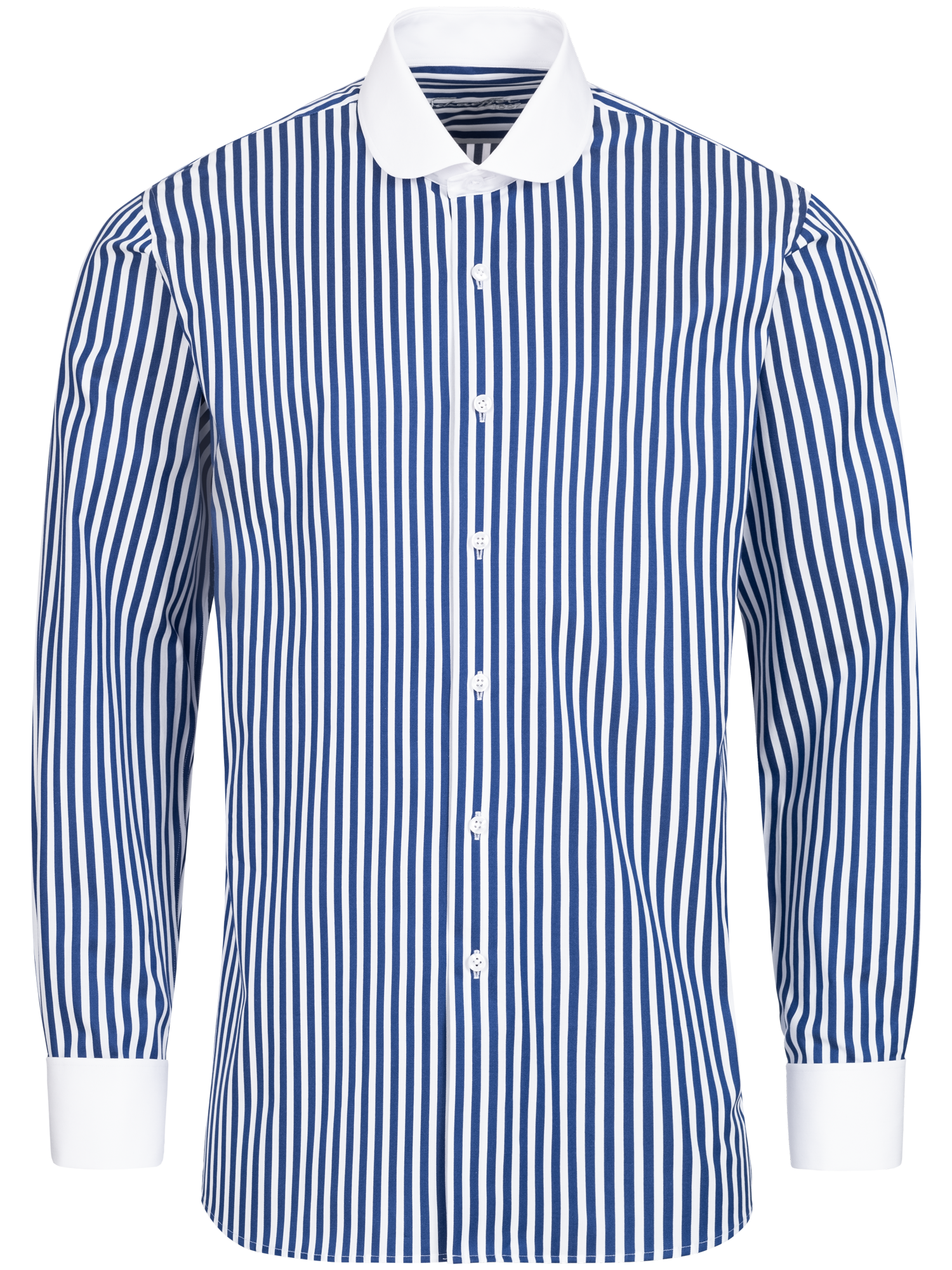 Blau gestreiftes Modern Cut Premium Line Schaeffer Hemd mit Club Kragen Blau gestreiftes Modern Cut Premium Line Schaeffer Hemd mit Club Kragen