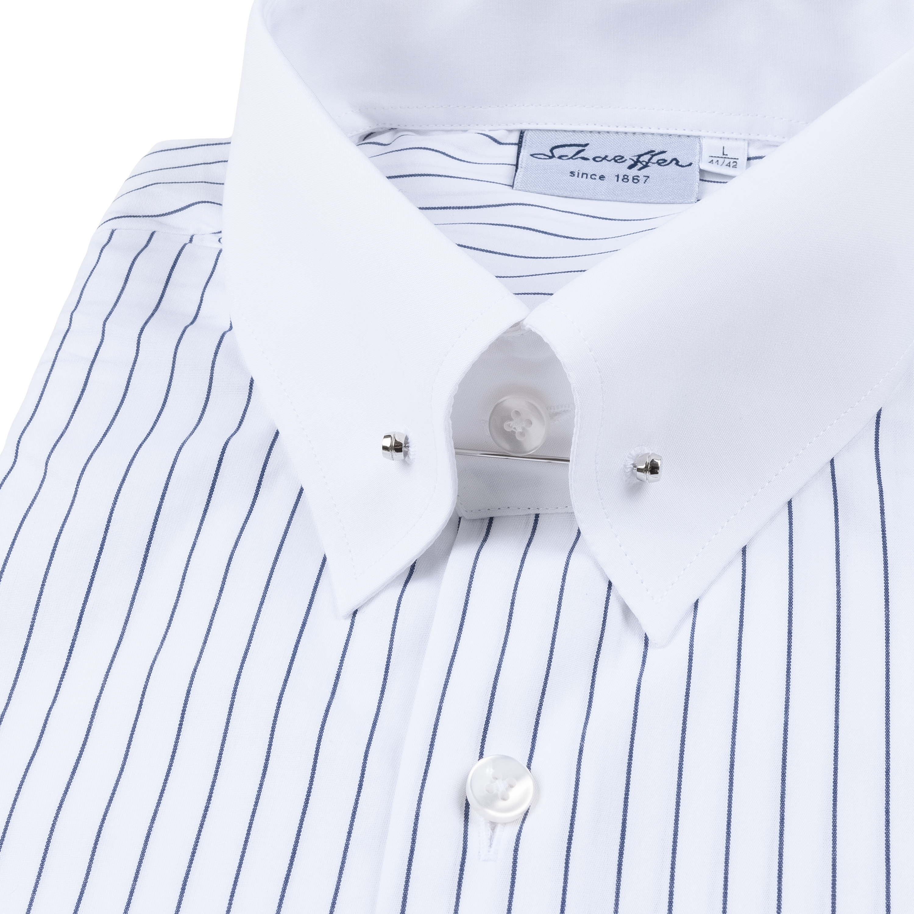 Blau gestreiftes Modern Cut Urban Line Schaeffer Hemd mit Piccadilly Kragen