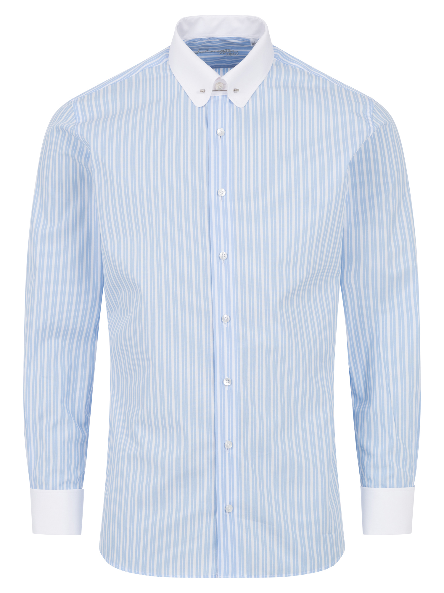 Hellblau Doppelstreifen Modern Cut Classic Line Schaeffer Hemd mit Piccadilly Kragen Hellblau Doppelstreifen Modern Cut Classic Line Schaeffer Hemd mit Piccadilly Kragen