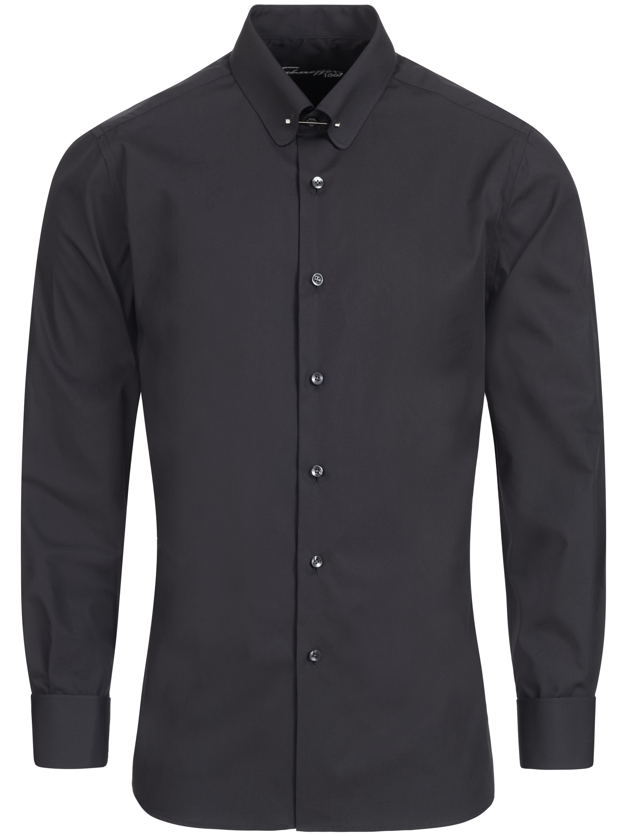 Schwarzes Slim Fit Classic Line Schaeffer Hemd mit Piccadilly Kragen Schwarzes Slim Fit Classic Line Schaeffer Hemd mit Piccadilly Kragen
