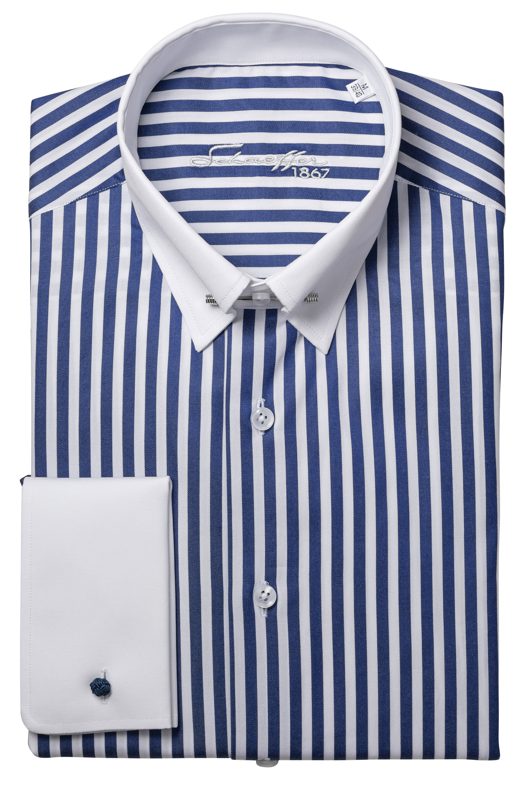 Blau gestreiftes Modern Cut Premium Line Schaeffer Hemd mit Piccadilly Kragen Blau gestreiftes Modern Cut Premium Line Schaeffer Hemd mit Piccadilly Kragen