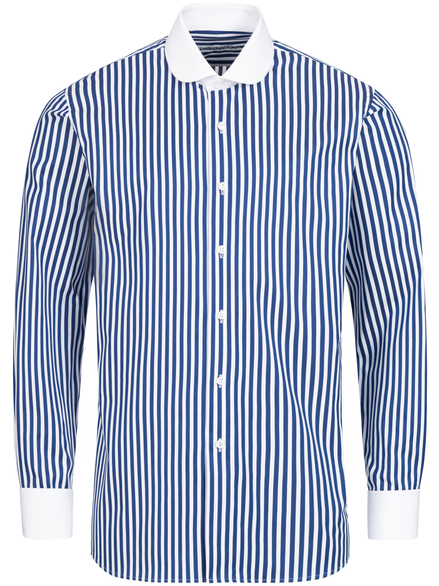 Blau gestreiftes Regular Cut Premium Line Schaeffer Hemd mit Club Kragen Blau gestreiftes Regular Cut Premium Line Schaeffer Hemd mit Club Kragen