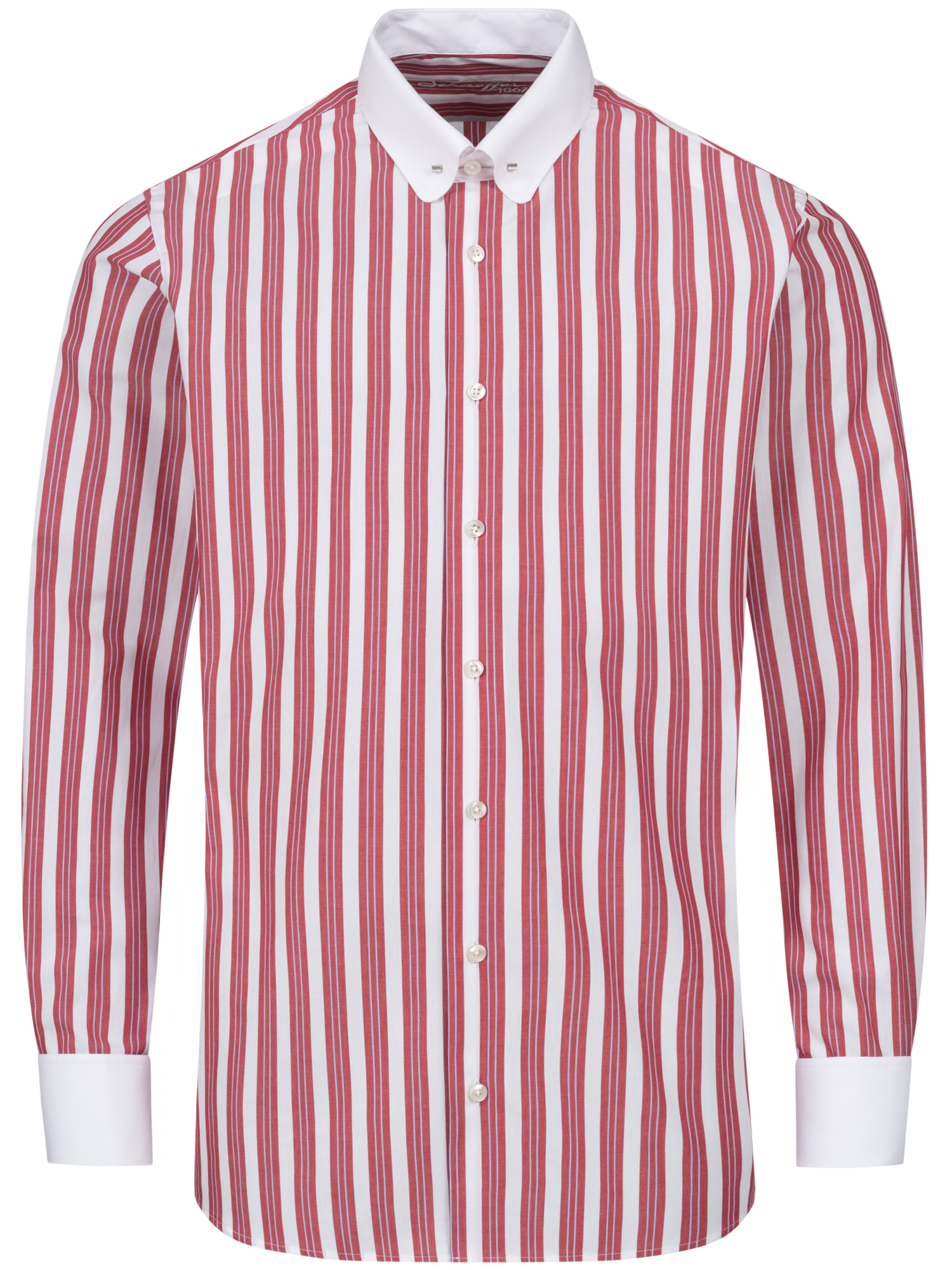 Rot/blau gestreiftes Regular Cut Classic Line Schaeffer Hemd mit Piccadilly Kragen Rot/blau gestreiftes Regular Cut Classic Line Schaeffer Hemd mit Piccadilly Kragen