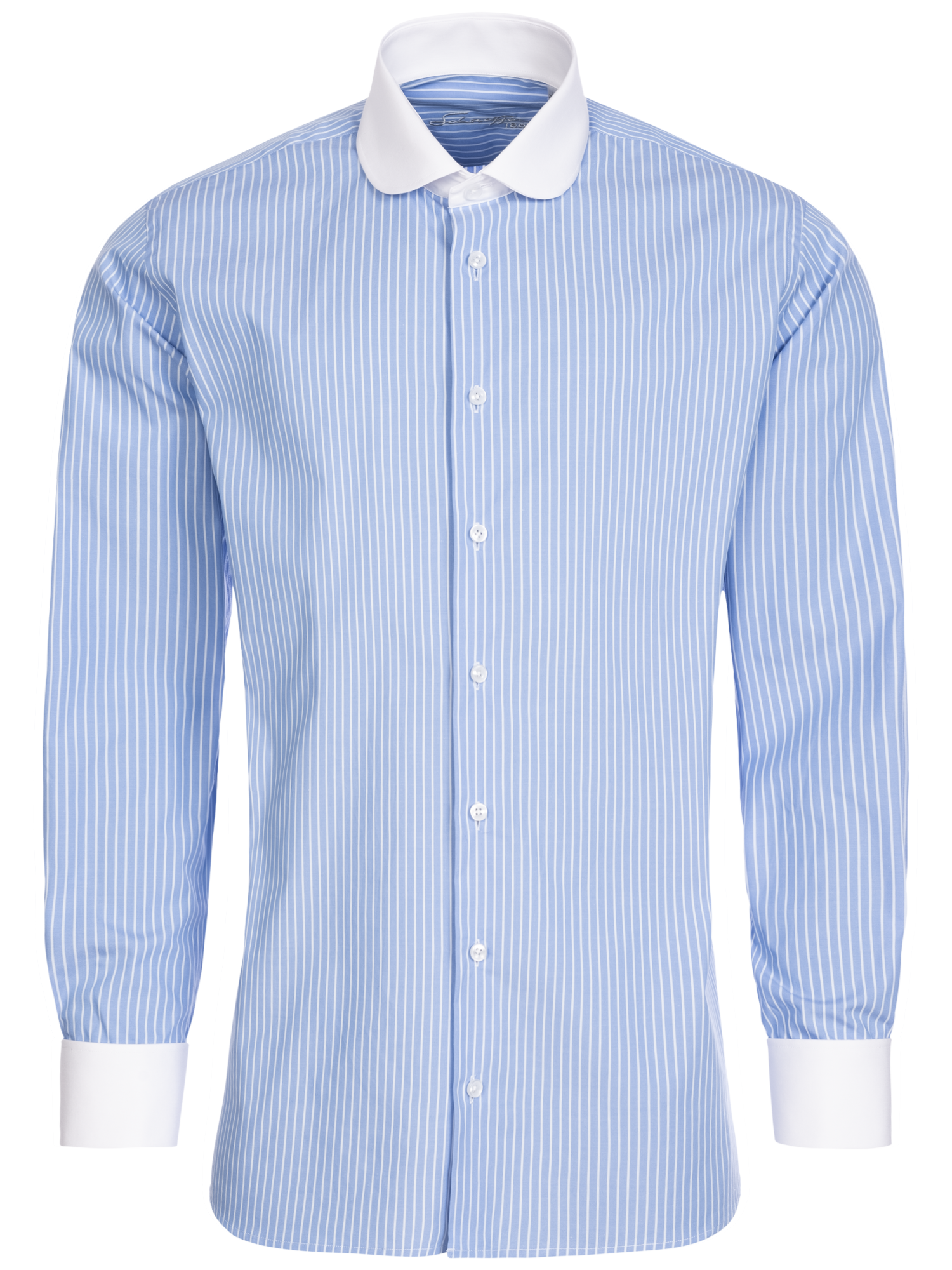 Hellblau gestreiftes Slim Fit Classic Line Schaeffer Hemd mit Club Kragen Hellblau gestreiftes Slim Fit Classic Line Schaeffer Hemd mit Club Kragen