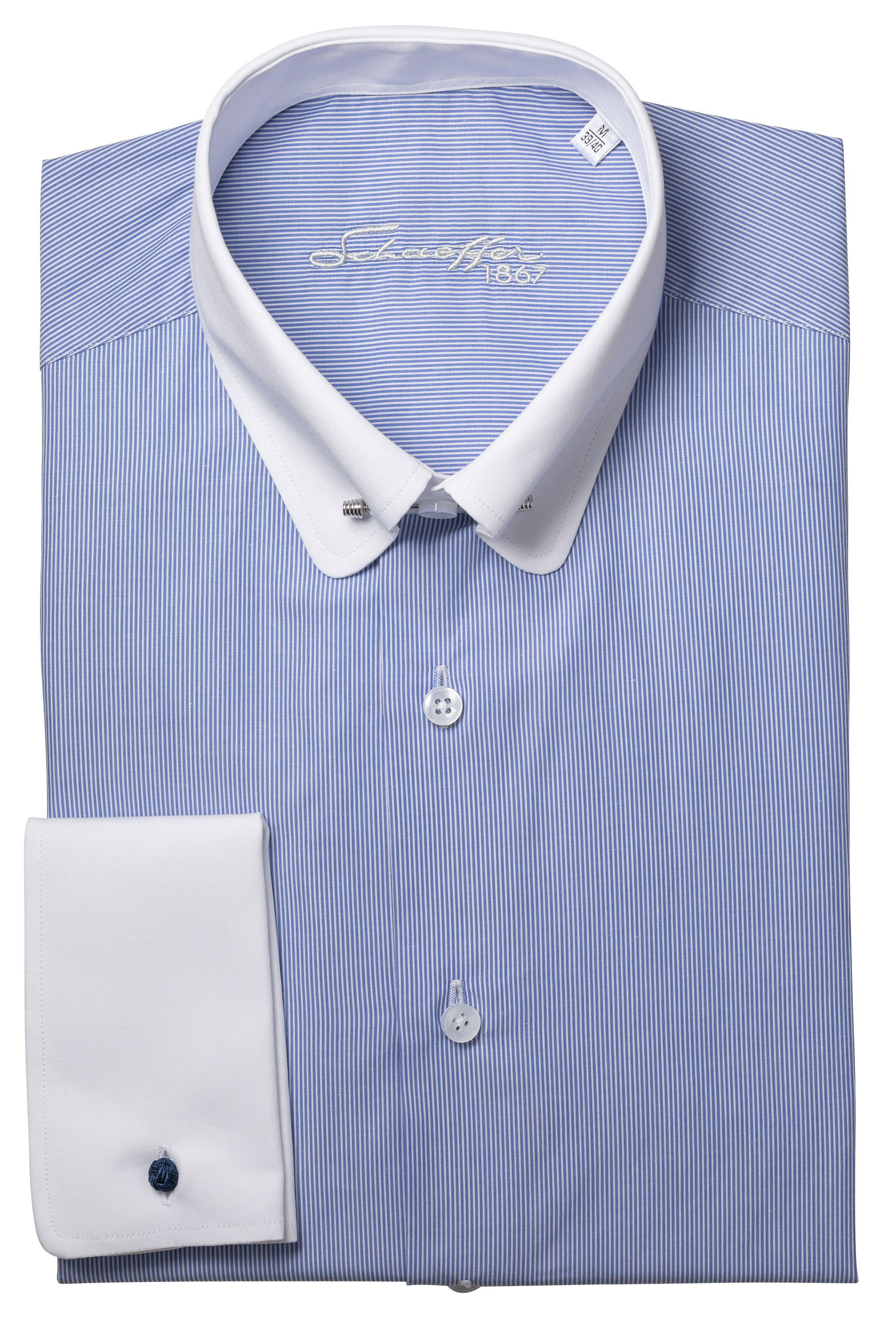 Blau fein gestreiftes Slim Fit Classic Line Schaeffer Hemd mit Piccadilly Kragen Blau fein gestreiftes Slim Fit Classic Line Schaeffer Hemd mit Piccadilly Kragen