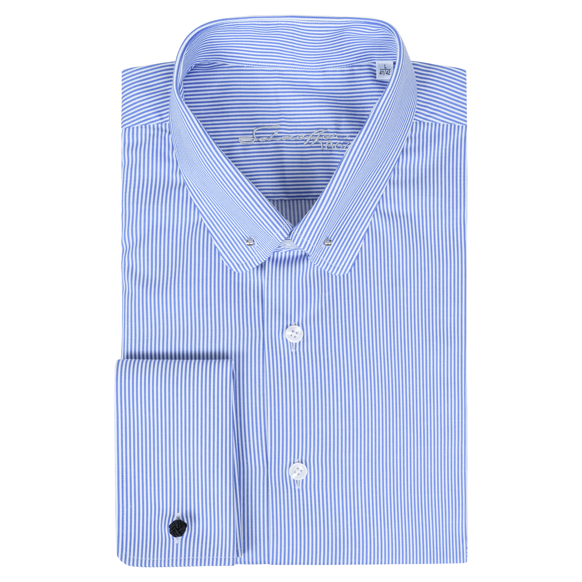 Blauer Streifen Modern Cut Classic Line Schaeffer Hemd mit Piccadilly Kragen