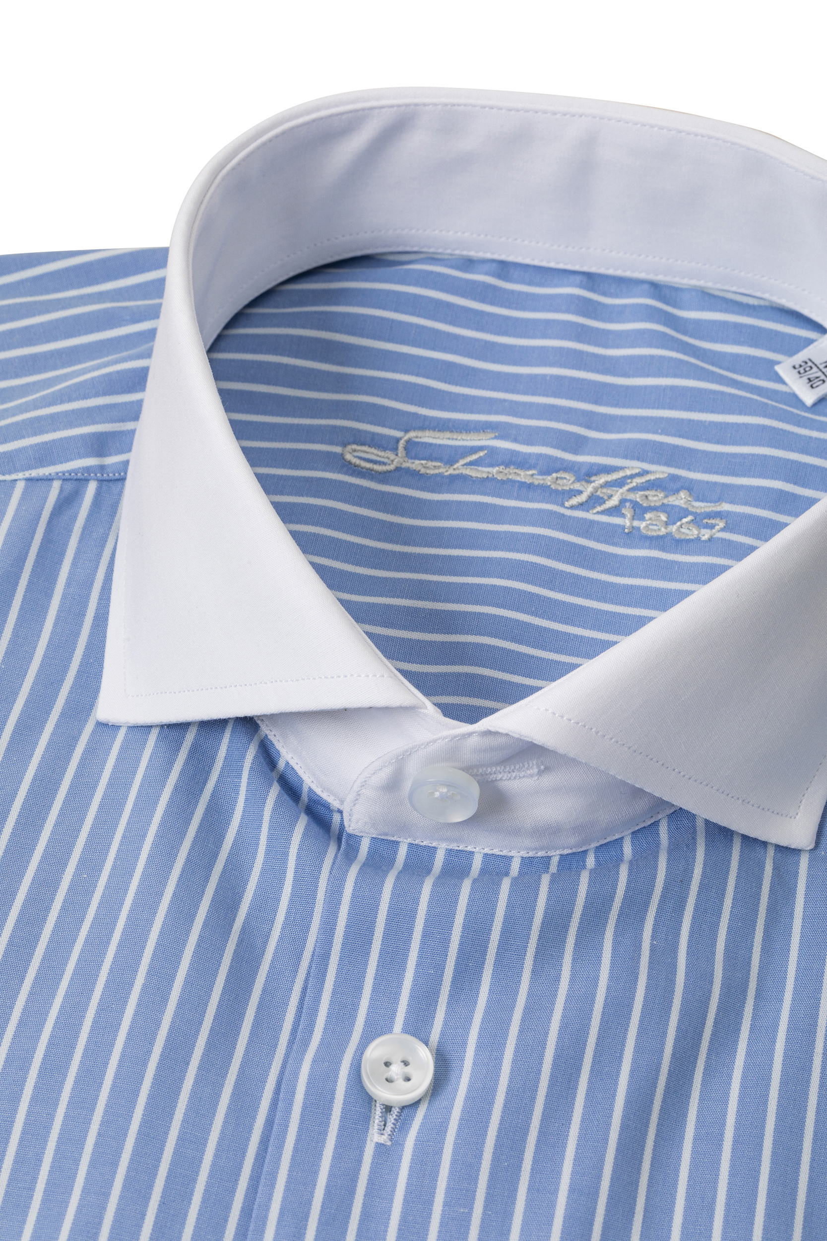 Hellblau gestreiftes Modern Cut Classic Line Schaeffer Hemd mit Hai Kragen Hellblau gestreiftes Modern Cut Classic Line Schaeffer Hemd mit Hai Kragen