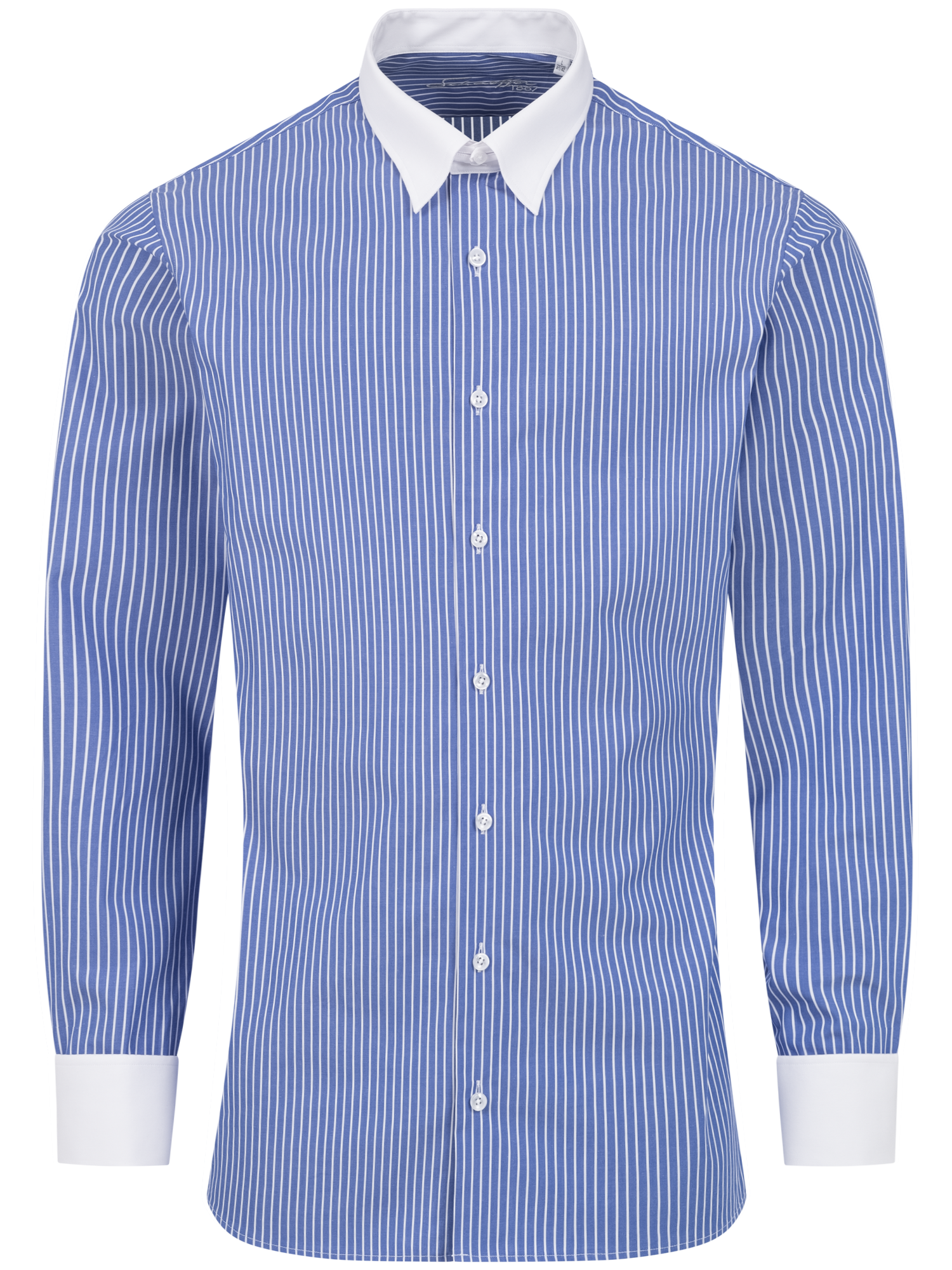Blau gestreiftes Slim Fit Classic Line Schaeffer Hemd mit Tab Kragen Blau gestreiftes Slim Fit Classic Line Schaeffer Hemd mit Tab Kragen