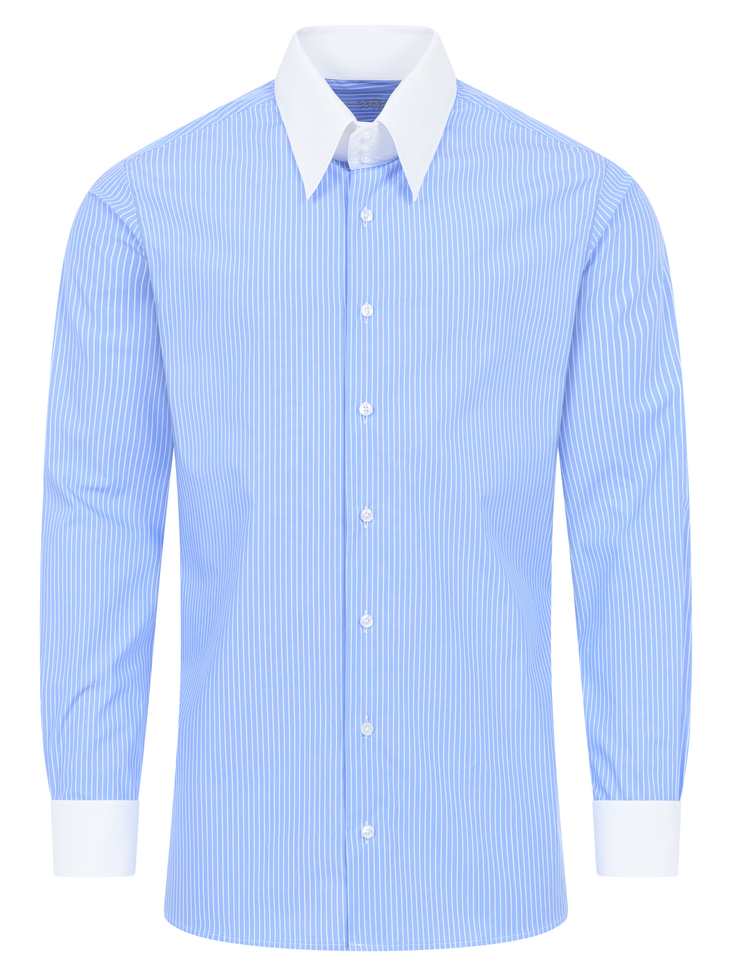 Hellblau gestreiftes Modern Cut Classic Line Schaeffer Hemd mit Spearpoint Kragen