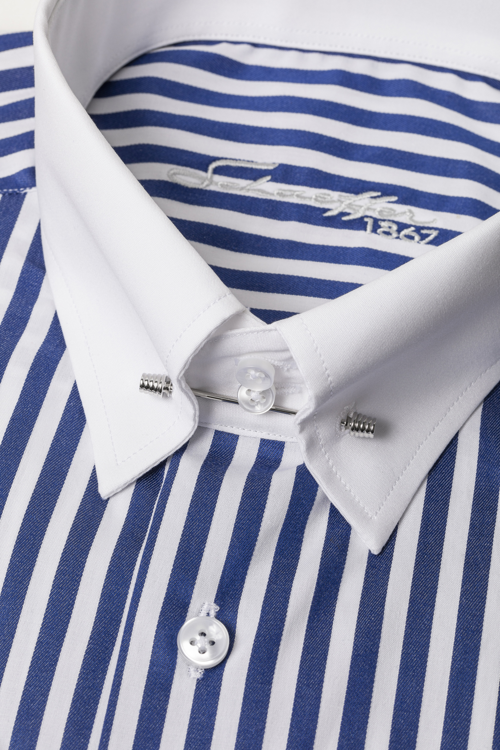Blau gestreiftes Modern Cut Premium Line Schaeffer Hemd mit Piccadilly Kragen Blau gestreiftes Modern Cut Premium Line Schaeffer Hemd mit Piccadilly Kragen