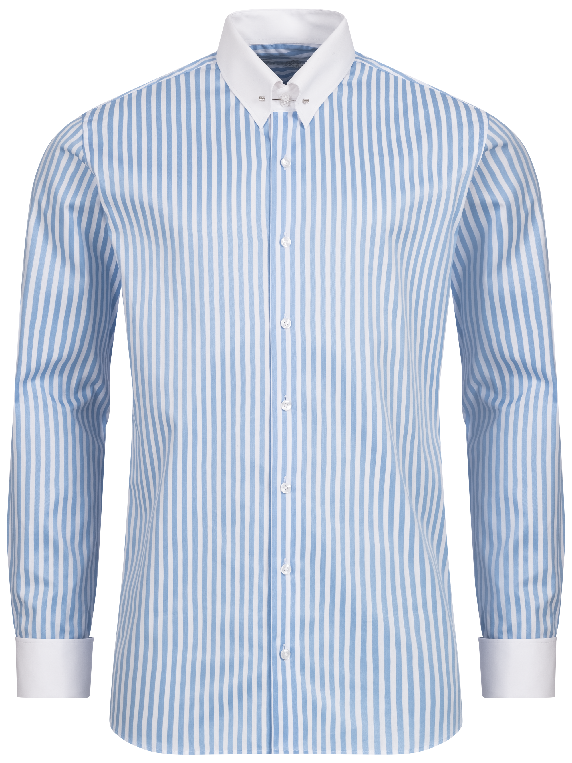 Hellblau gestreiftes Modern Cut Premium Line Schaeffer Hemd mit Piccadilly Kragen Hellblau gestreiftes Modern Cut Premium Line Schaeffer Hemd mit Piccadilly Kragen