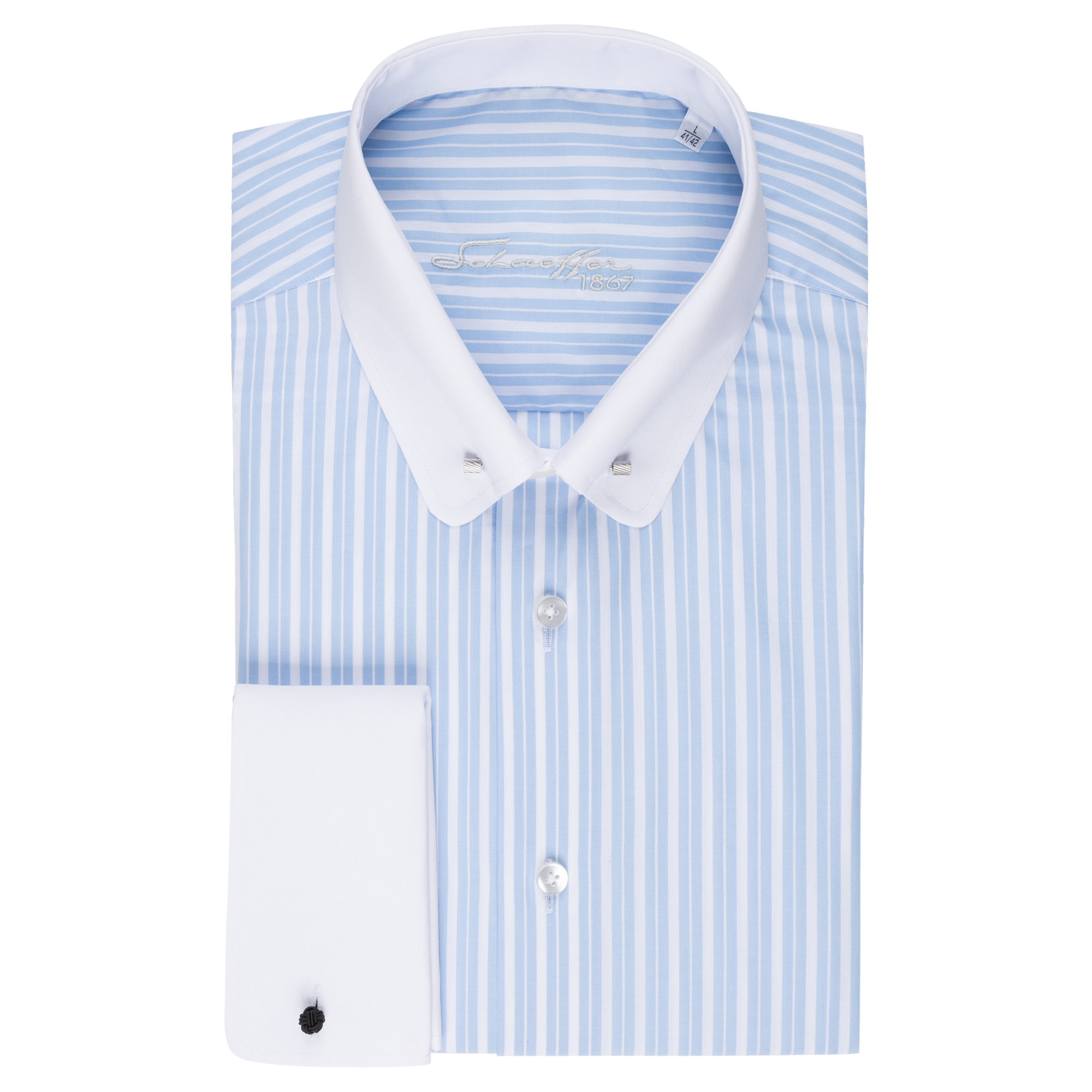 Hellblau Doppelstreifen Modern Cut Classic Line Schaeffer Hemd mit Piccadilly Kragen Hellblau Doppelstreifen Modern Cut Classic Line Schaeffer Hemd mit Piccadilly Kragen