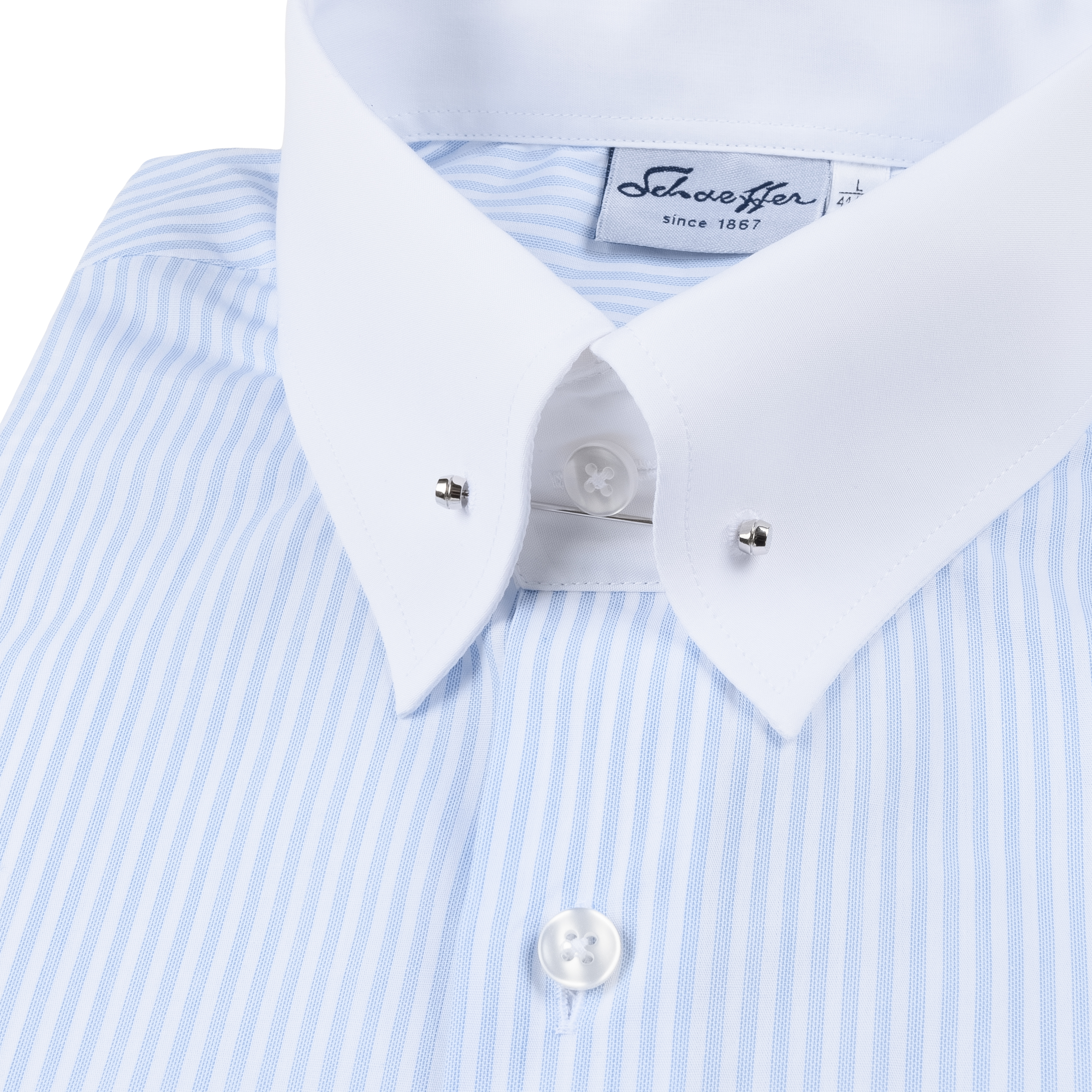 Hellblau gestreiftes Modern Cut Urban Line Schaeffer Hemd mit Piccadilly Kragen