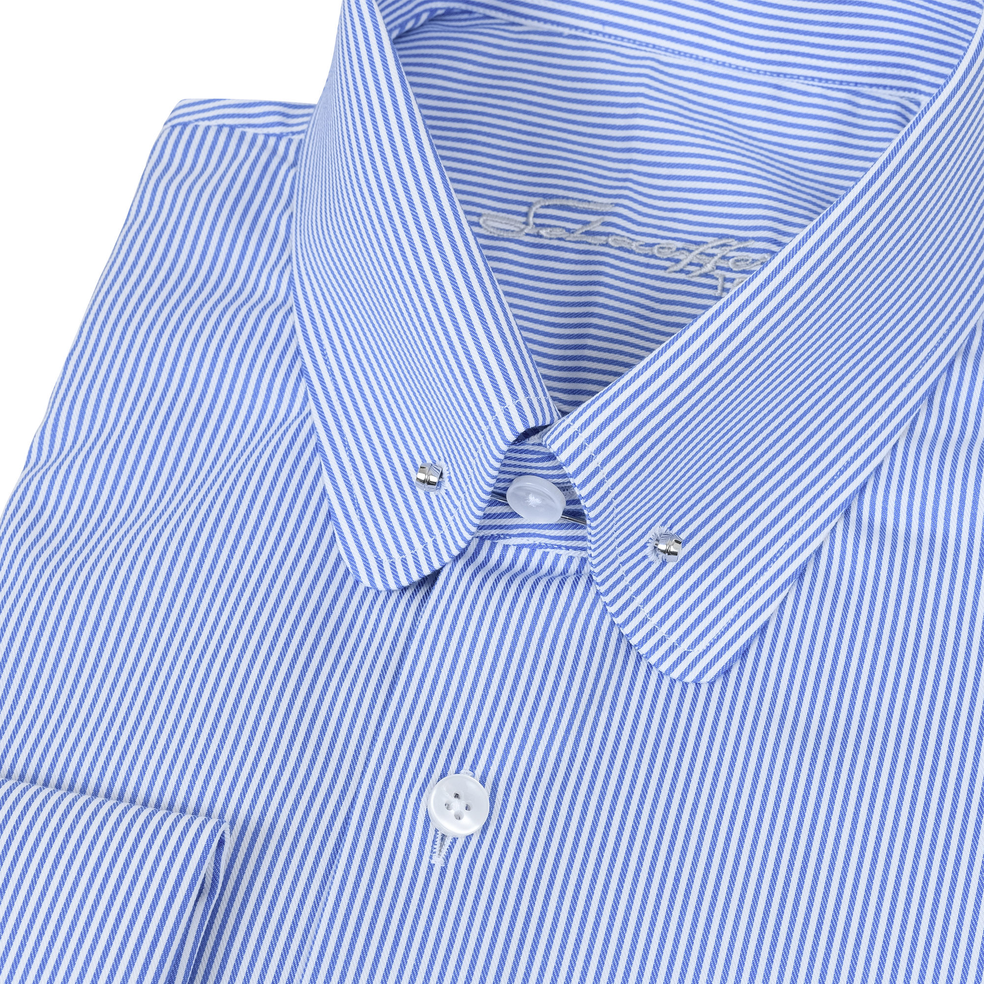 Blauer Streifen Modern Cut Classic Line Schaeffer Hemd mit Piccadilly Kragen