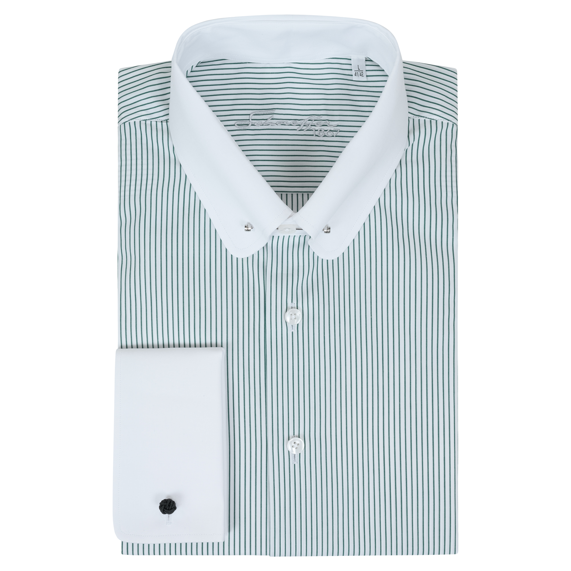 Grüne Streifen Slim Fit Classic Line Schaeffer Hemd mit Piccadilly Kragen
