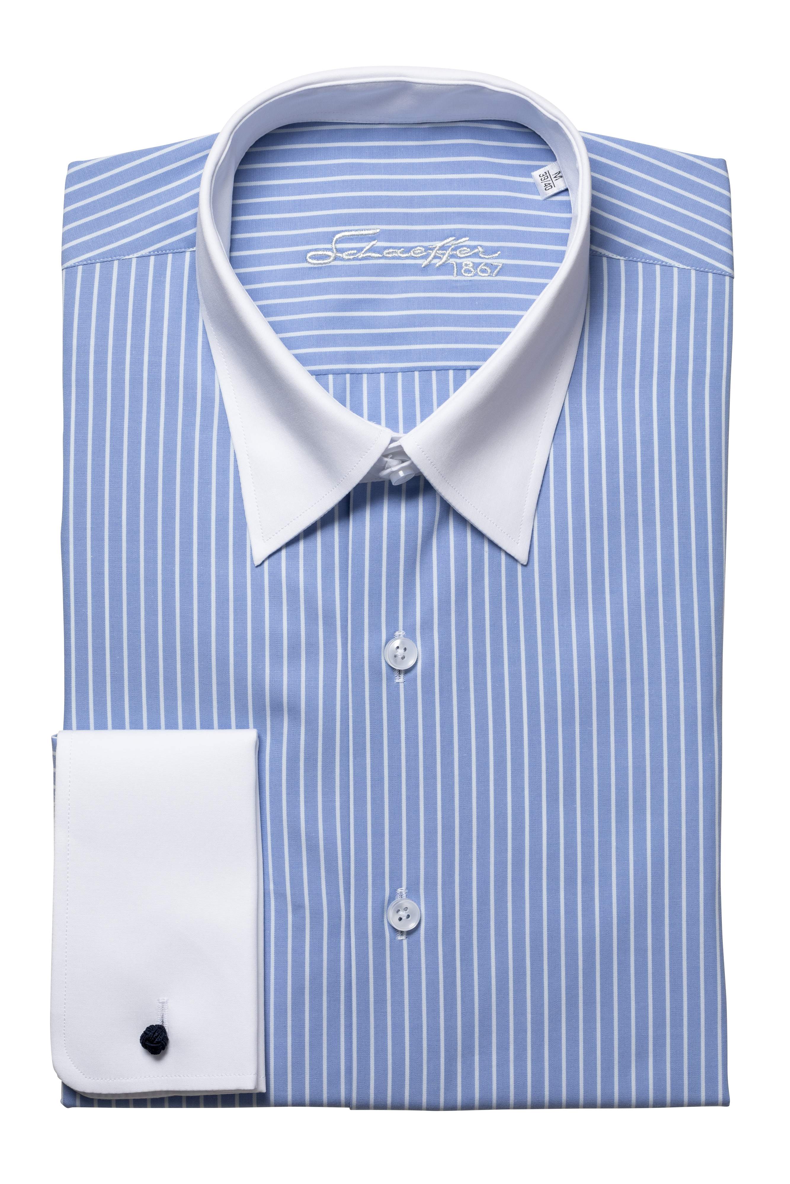 Hellblau gestreiftes Slim Fit Classic Line Schaeffer Hemd mit Tab Kragen Hellblau gestreiftes Slim Fit Classic Line Schaeffer Hemd mit Tab Kragen