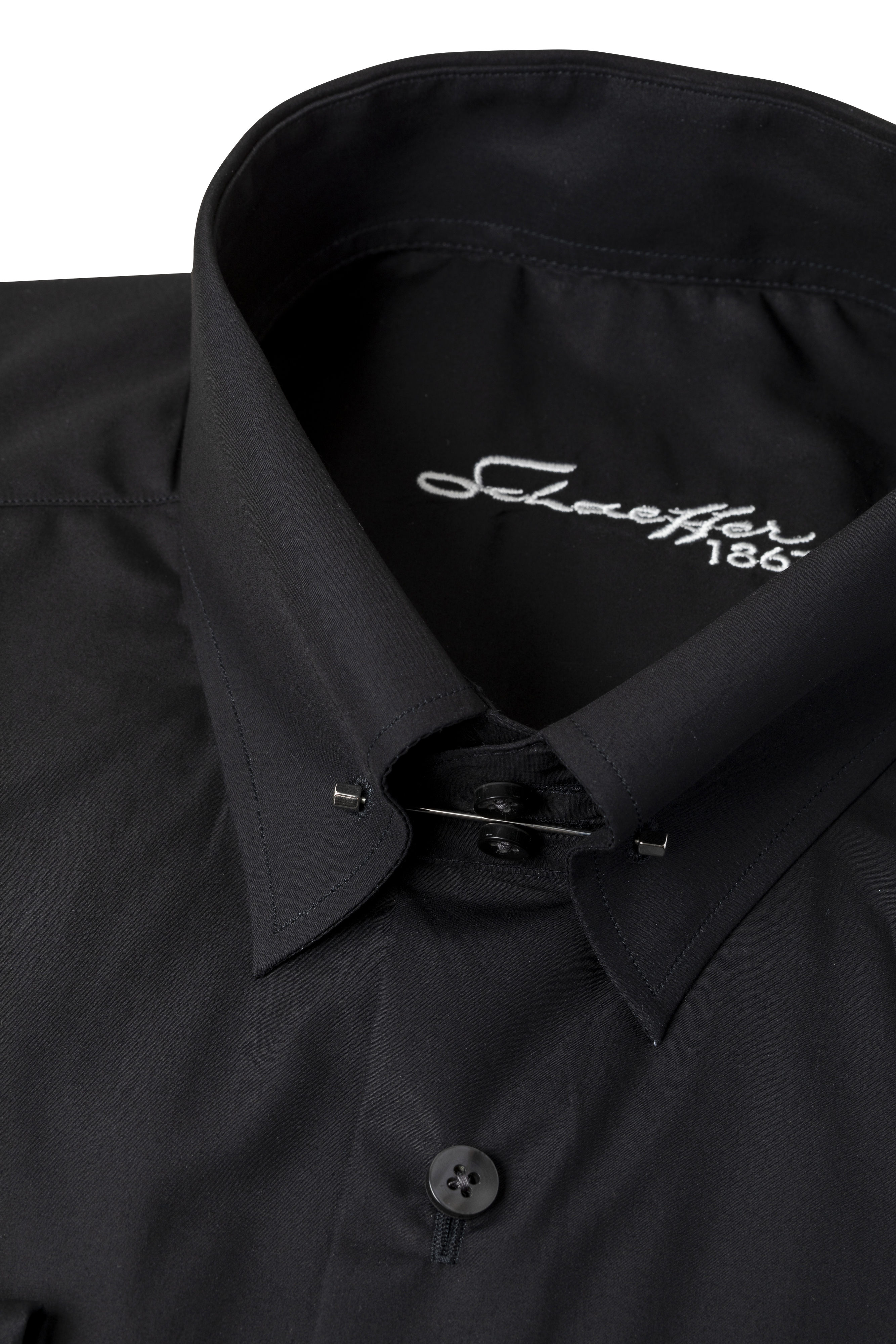 Schwarzes Regular Cut Premium Line Schaeffer Hemd mit Piccadilly Kragen Schwarzes Regular Cut Premium Line Schaeffer Hemd mit Piccadilly Kragen