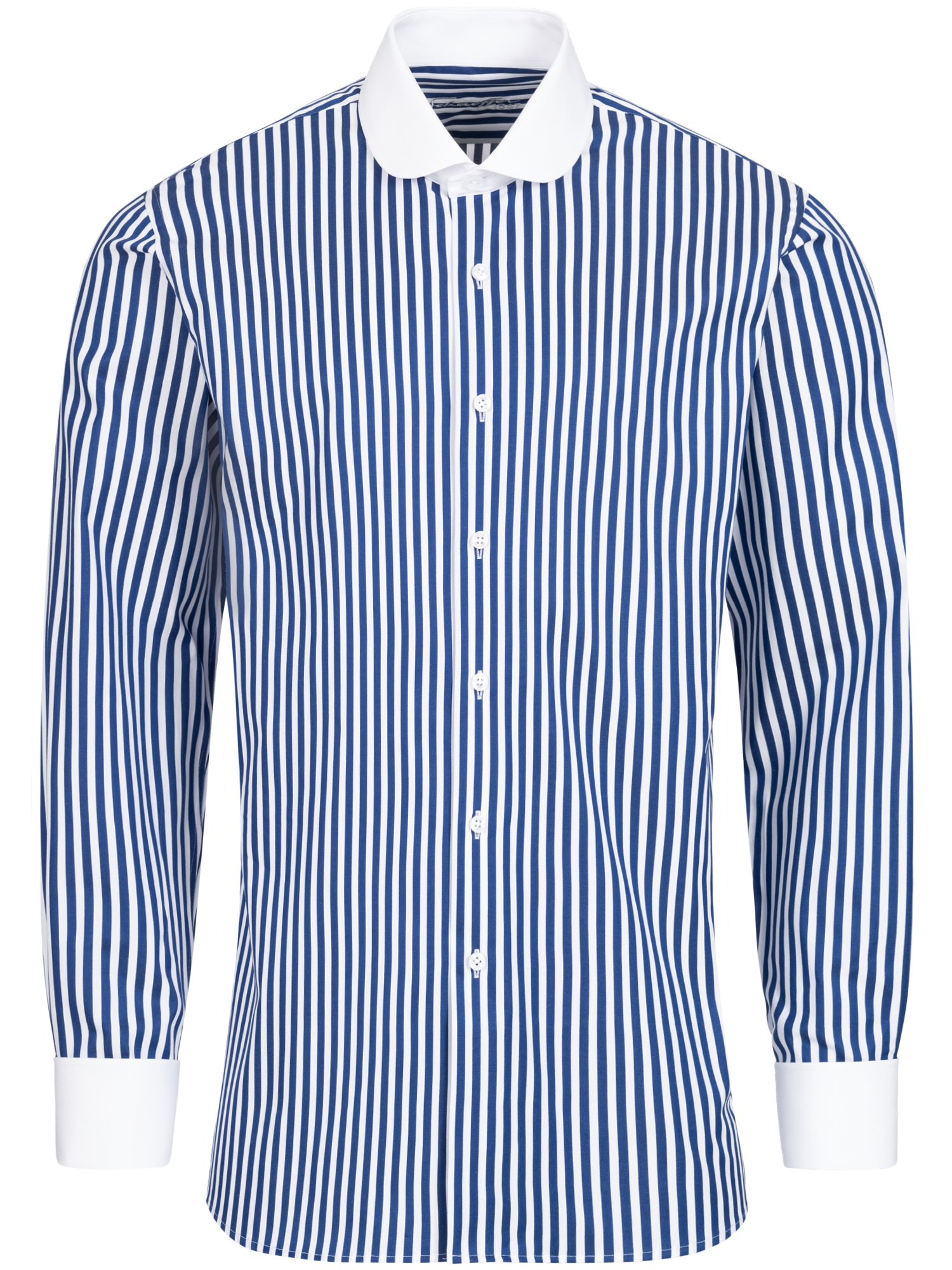 Blau gestreiftes Slim Fit Premium Line Schaeffer Hemd mit Club Kragen Blau gestreiftes Slim Fit Premium Line Schaeffer Hemd mit Club Kragen