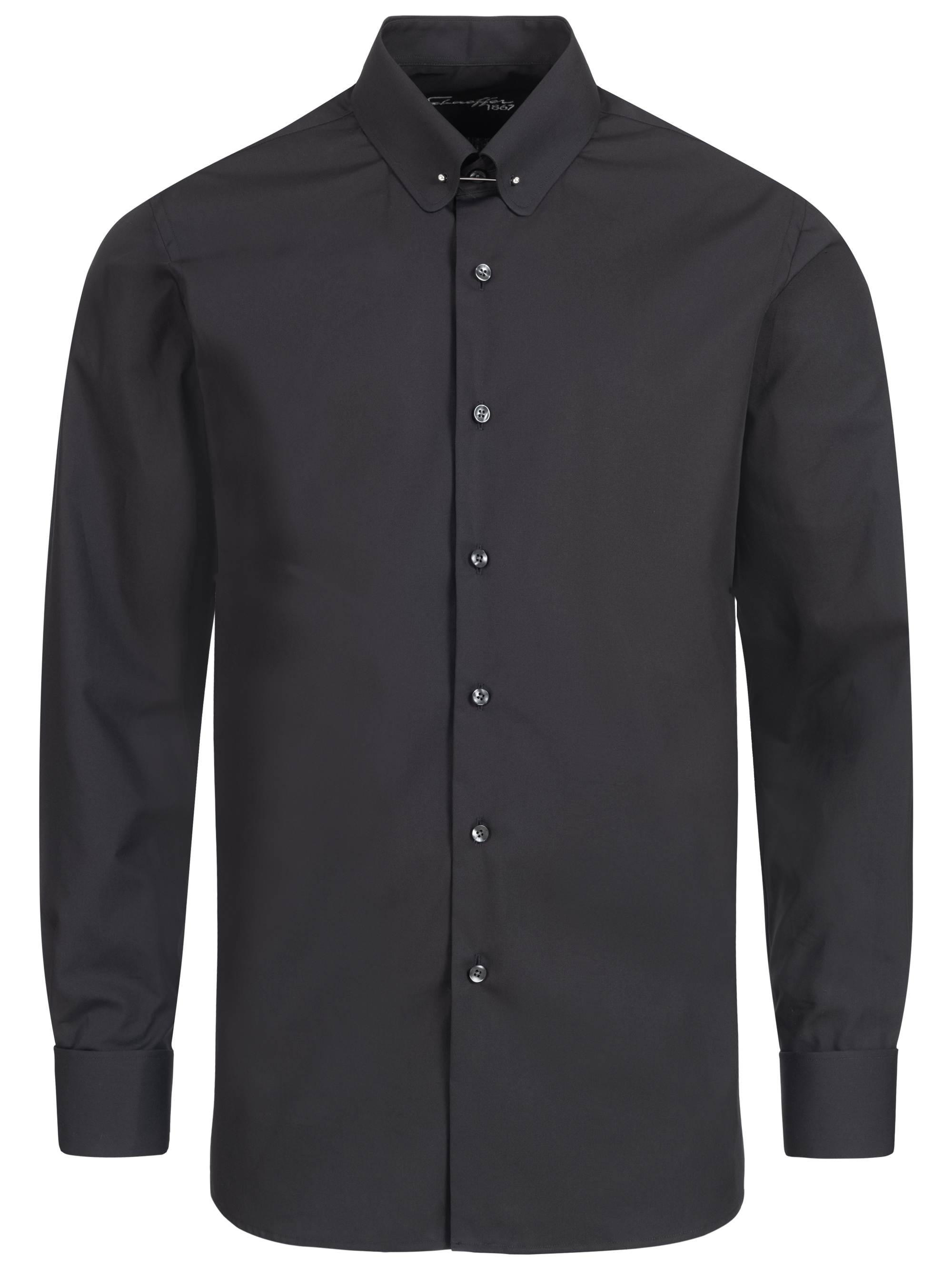 Schwarzes Regular Cut Classic Line Schaeffer Hemd mit Piccadilly Kragen Schwarzes Regular Cut Classic Line Schaeffer Hemd mit Piccadilly Kragen