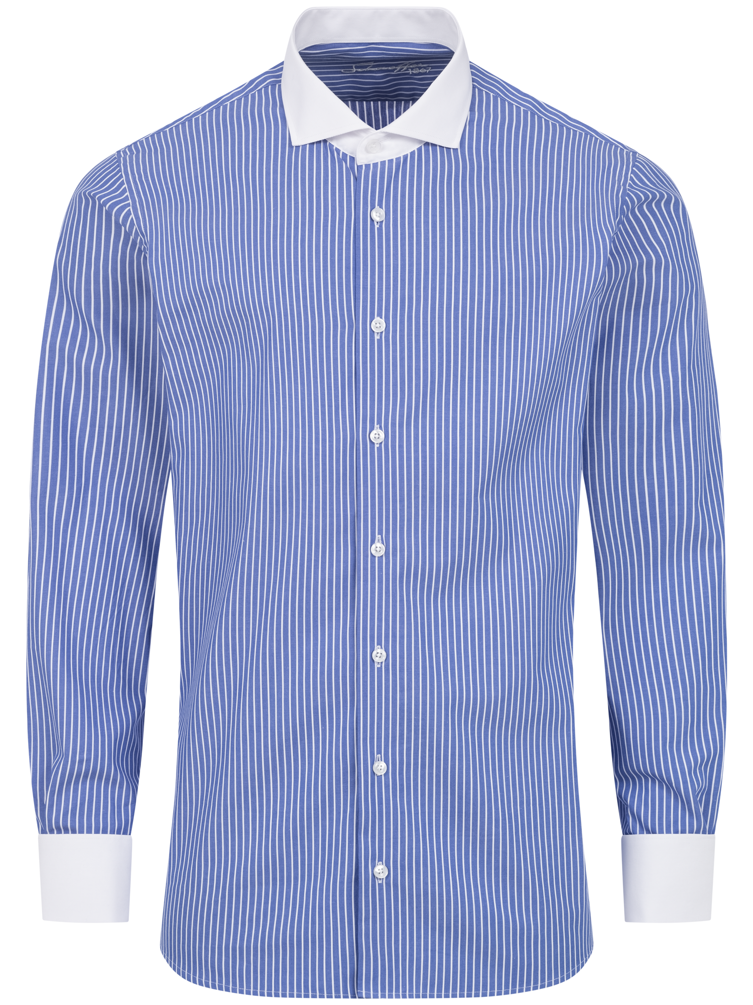 Blau gestreiftes Modern Cut Classic Line Schaeffer Hemd mit Hai Kragen Blau gestreiftes Modern Cut Classic Line Schaeffer Hemd mit Hai Kragen