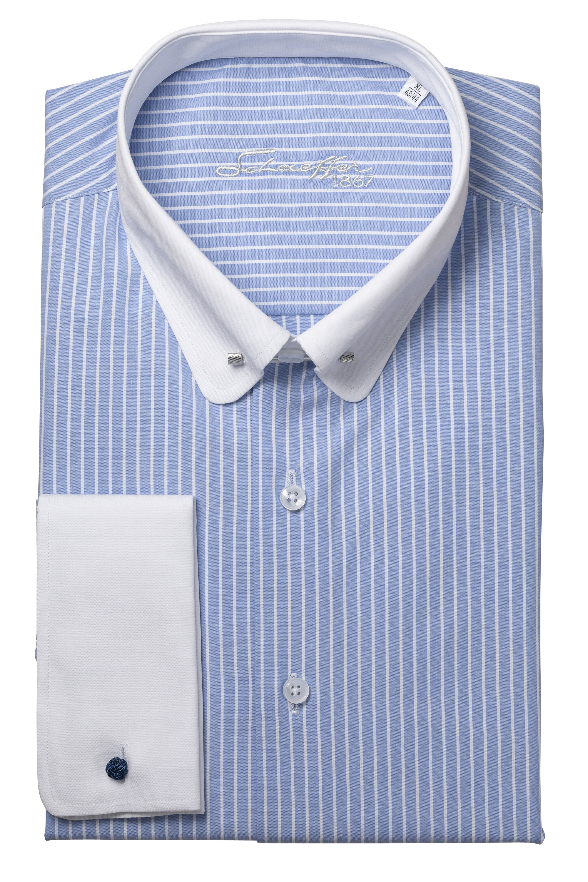 Hellblau gestreiftes Slim Fit Classic Line Schaeffer Hemd mit Piccadilly Kragen Hellblau gestreiftes Slim Fit Classic Line Schaeffer Hemd mit Piccadilly Kragen