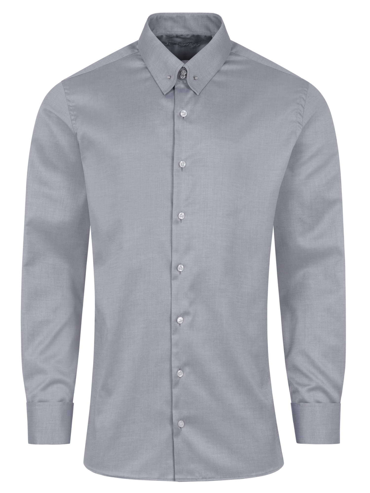 Graues Fischgrat Slim Fit Premium Line Schaeffer Hemd mit Piccadilly Kragen 