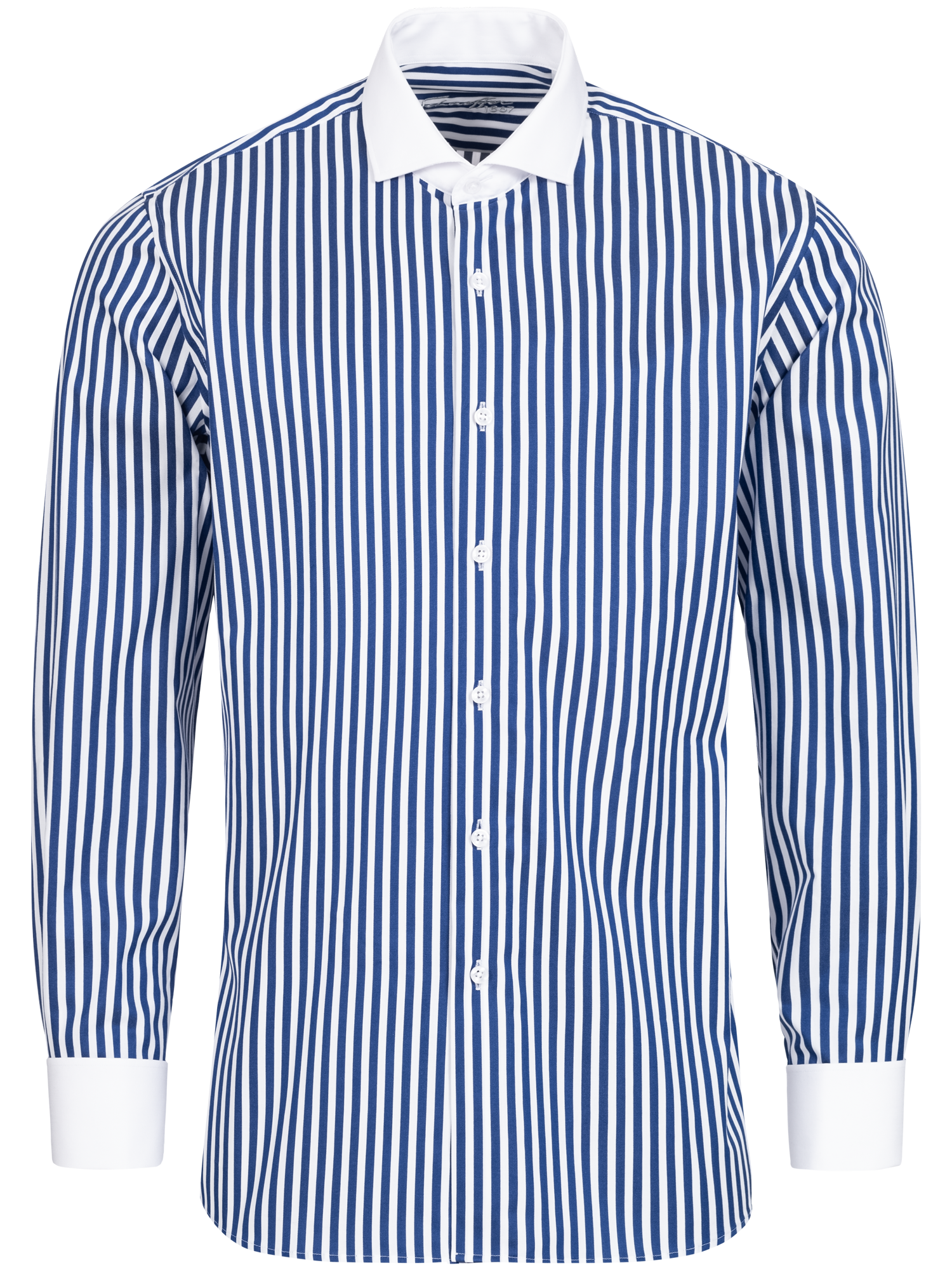 Blau gestreiftes Modern Cut Premium Line Schaeffer Hemd mit Hai Kragen Blau gestreiftes Modern Cut Premium Line Schaeffer Hemd mit Hai Kragen