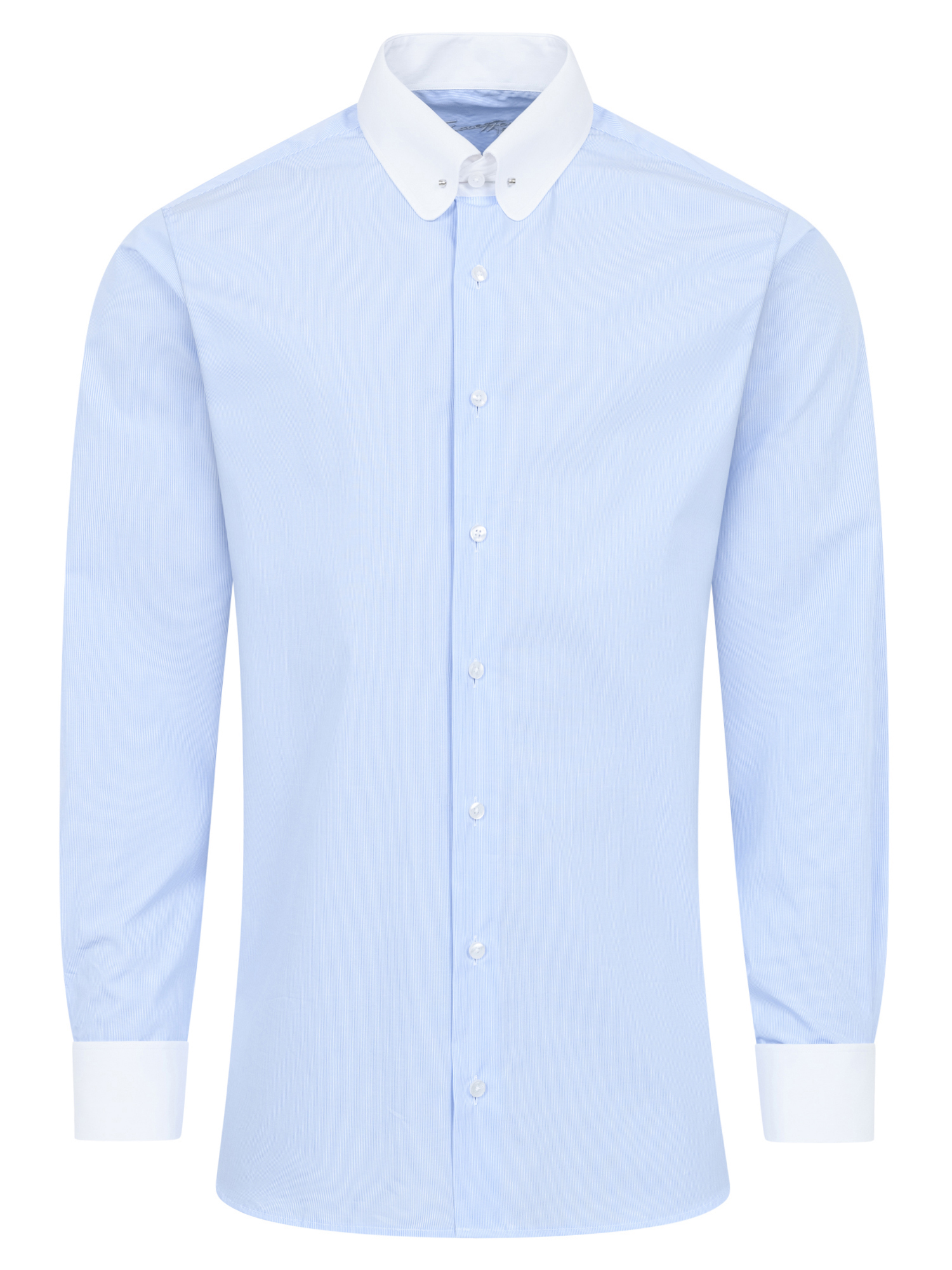 Hellblau feine Streifen Slim Fit Classic Line Schaeffer Hemd mit Piccadilly Kragen