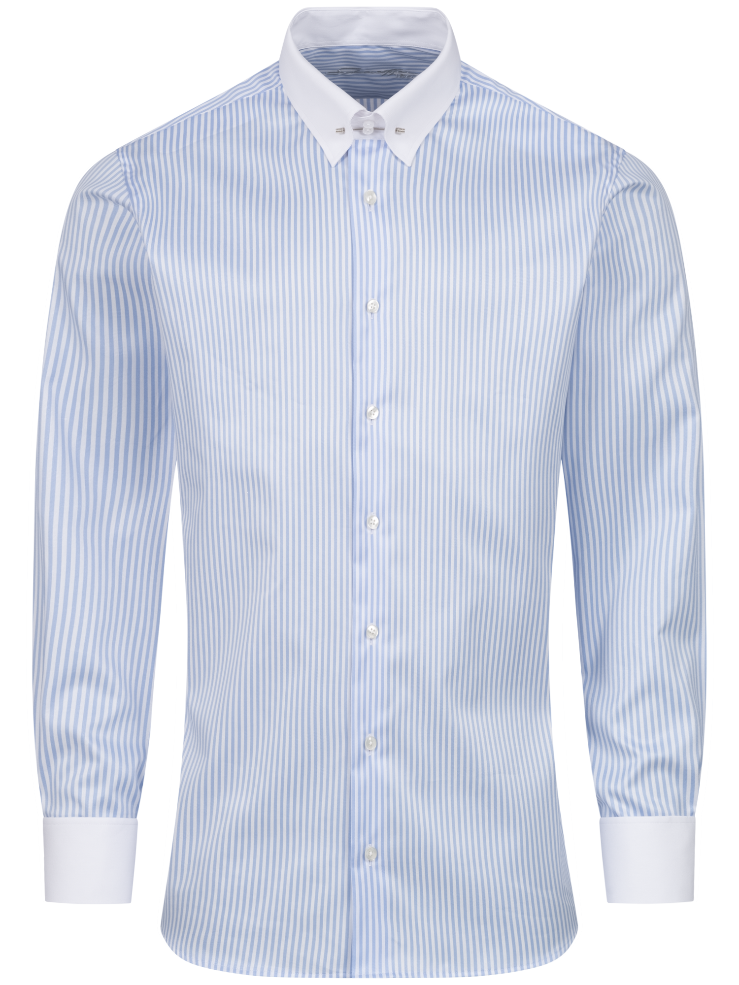 Hellblau gestreiftes Slim Fit Premium Line Schaeffer Hemd mit Piccadilly Kragen Hellblau gestreiftes Slim Fit Premium Line Schaeffer Hemd mit Piccadilly Kragen