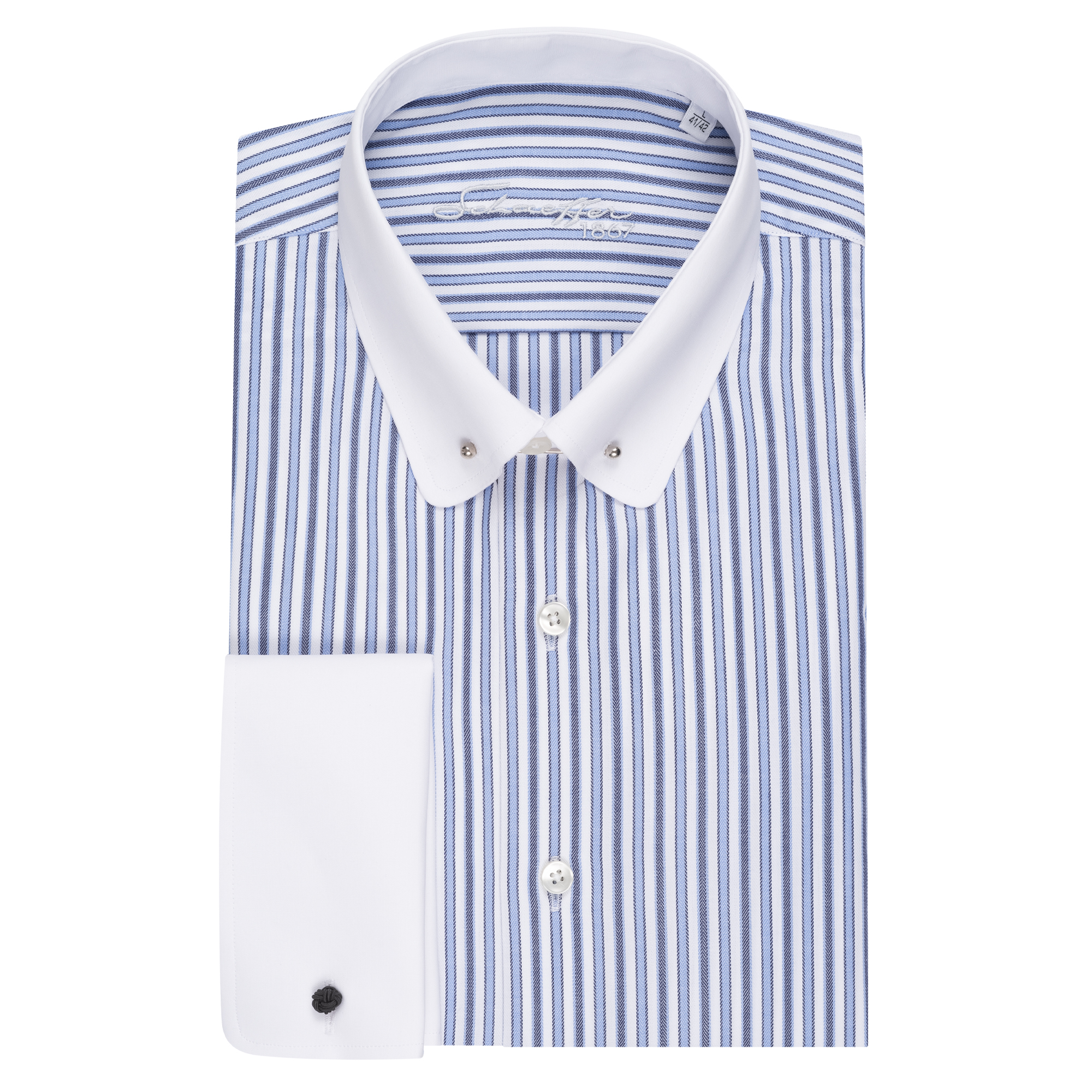 Hellblau/blau gestreiftes Modern Cut Classic Line Schaeffer Hemd mit Piccadilly Kragen Hellblau/blau gestreiftes Modern Cut Classic Line Schaeffer Hemd mit Piccadilly Kragen