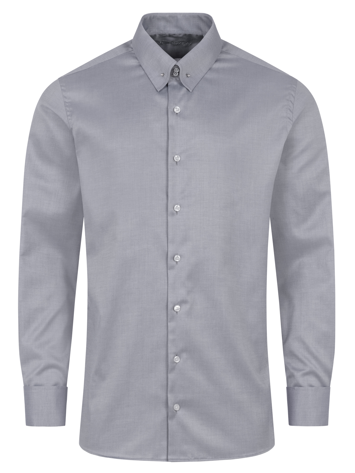 Graues Fischgrat Modern Cut Premium Line Schaeffer Hemd mit Piccadilly Kragen 