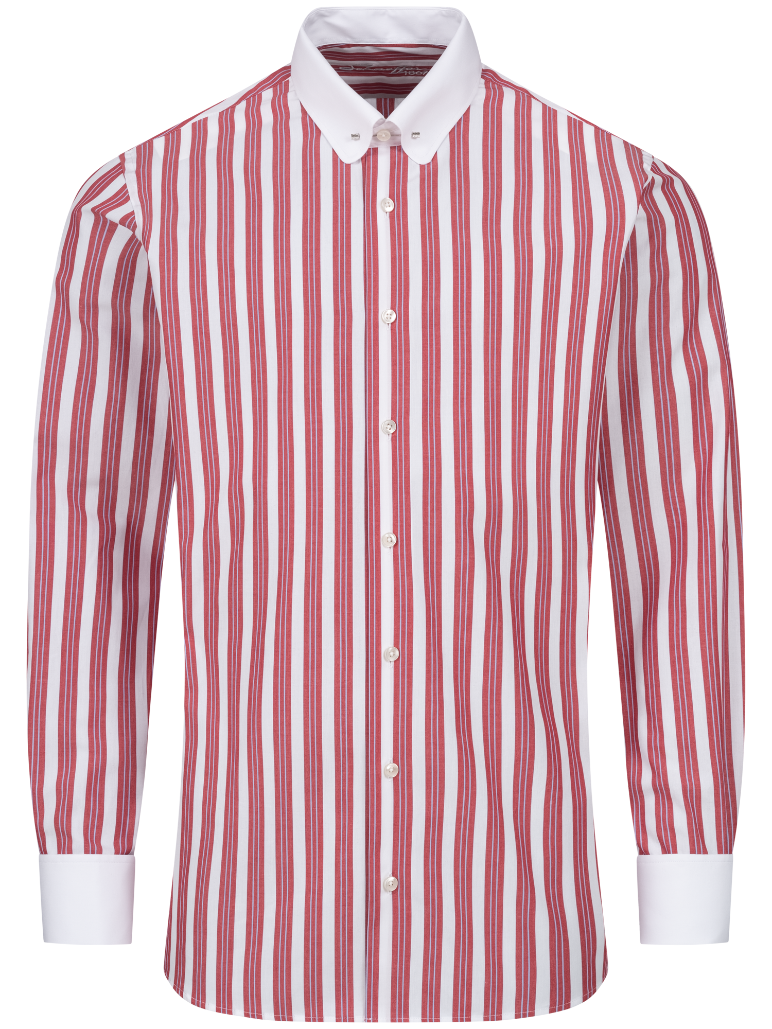 Rot/blau gestreiftes Modern Cut Classic Line Schaeffer Hemd mit Piccadilly Kragen Rot/blau gestreiftes Modern Cut Classic Line Schaeffer Hemd mit Piccadilly Kragen