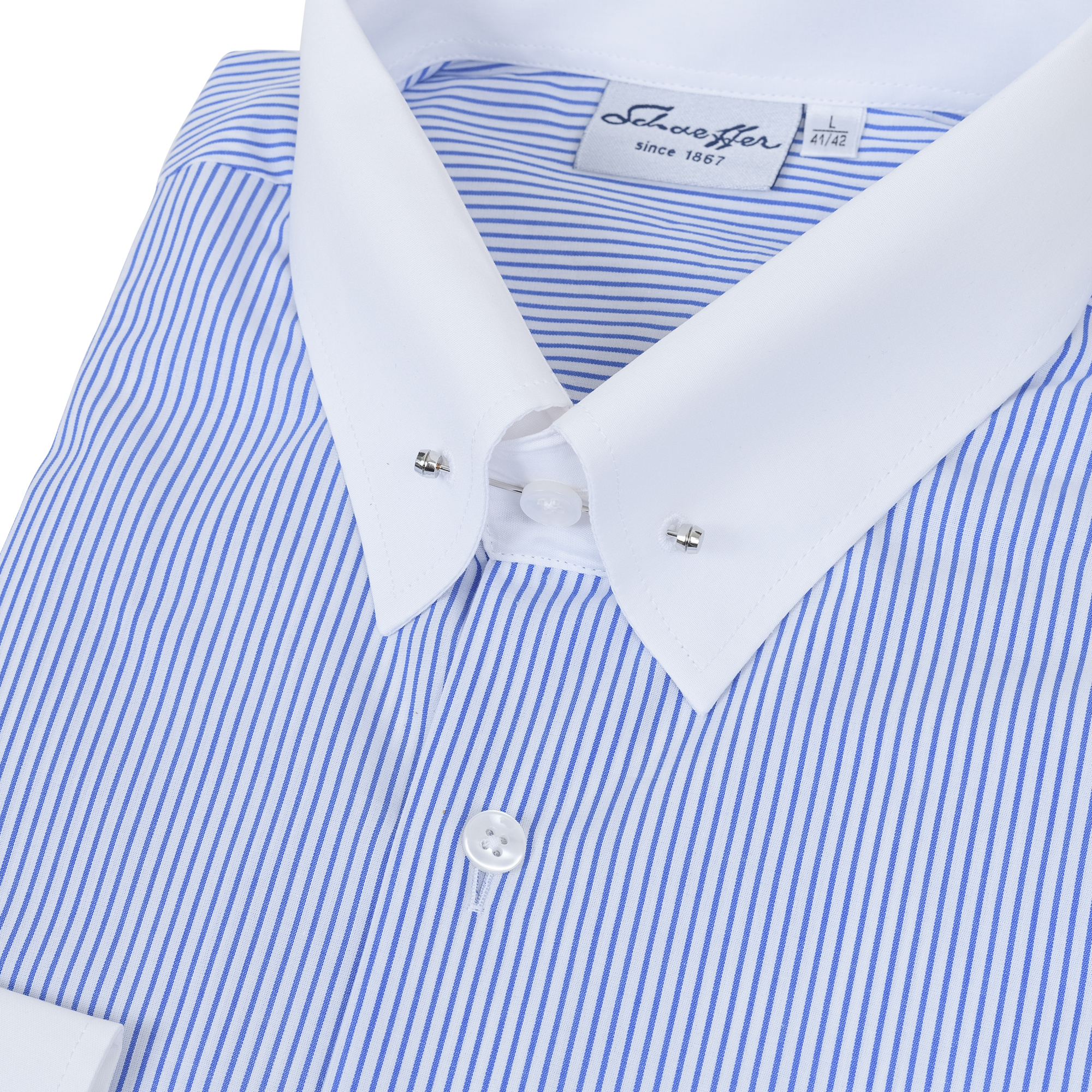 Blau gestreiftes Modern Cut Urban Line Schaeffer Hemd mit Piccadilly Kragen