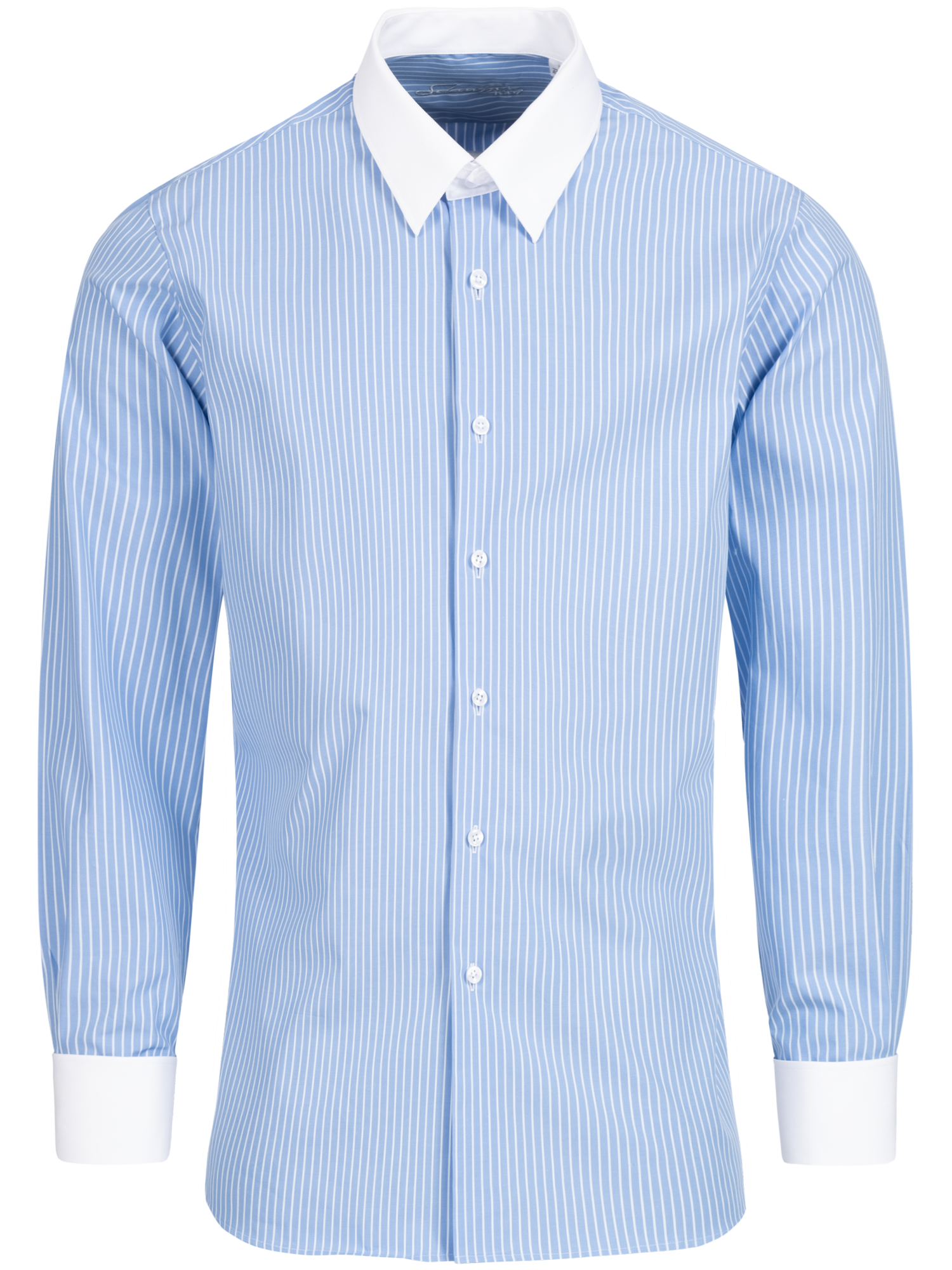 Hellblau gestreiftes Slim Fit Classic Line Schaeffer Hemd mit Tab Kragen Hellblau gestreiftes Slim Fit Classic Line Schaeffer Hemd mit Tab Kragen