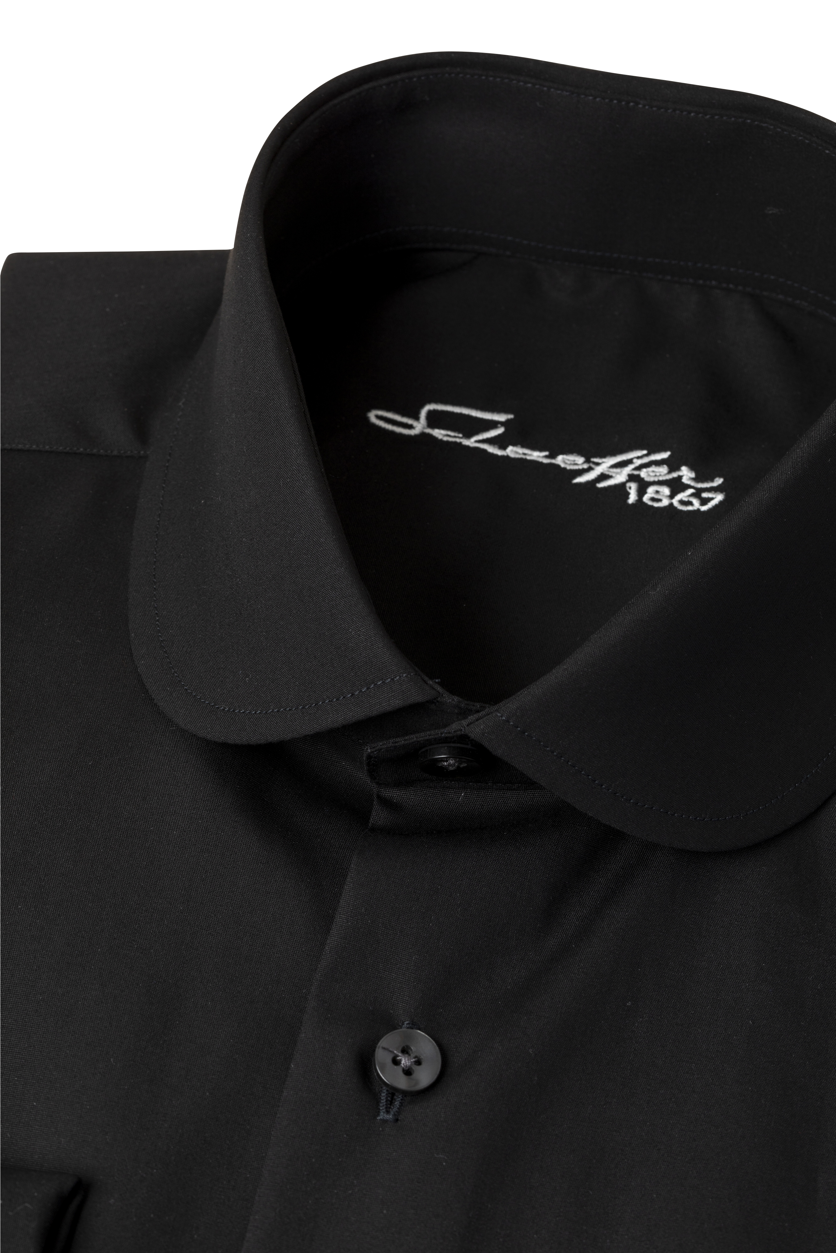 Schwarzes Slim Fit Classic Line Schaeffer Hemd mit Club Kragen Schwarzes Slim Fit Classic Line Schaeffer Hemd mit Club Kragen