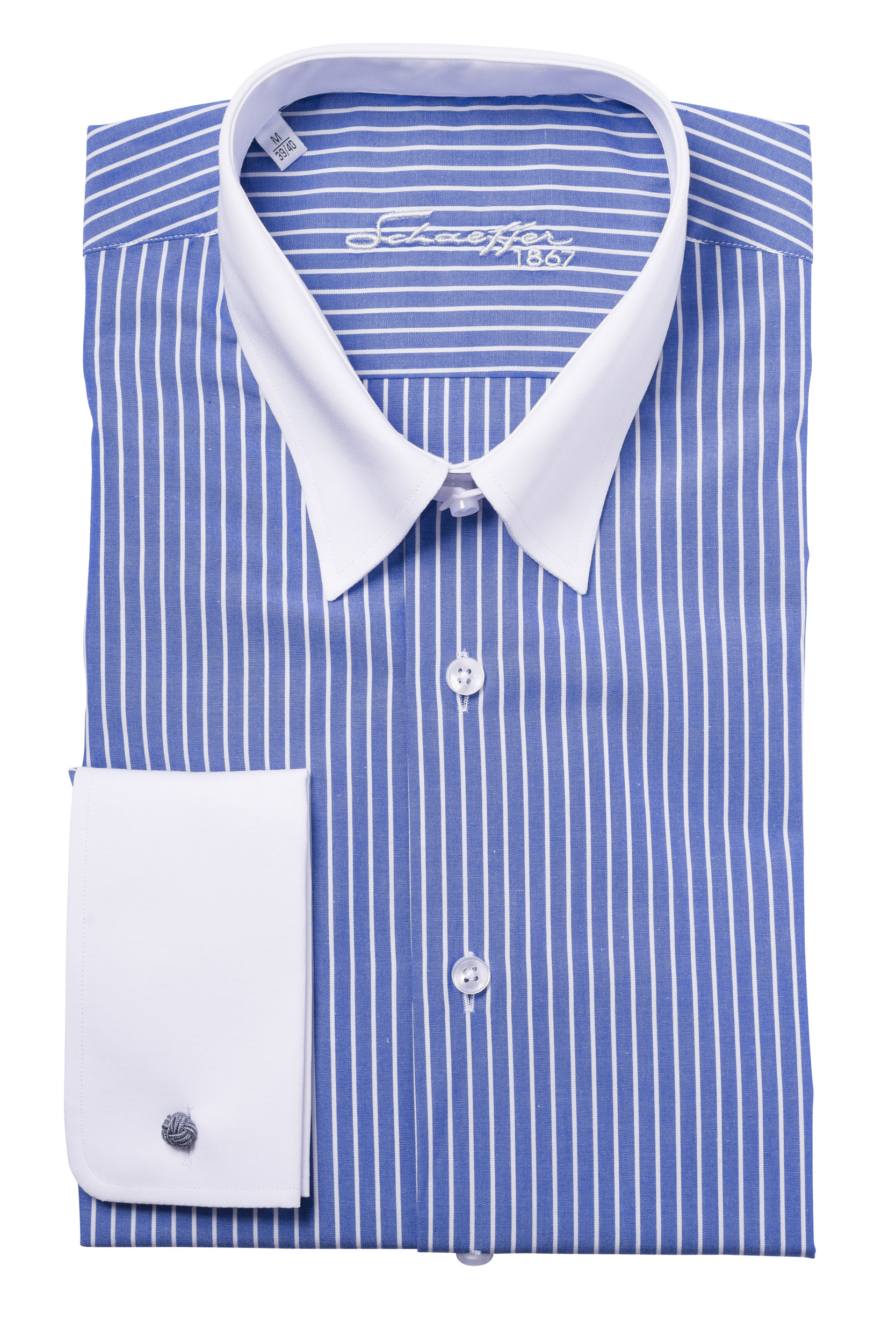 Blau gestreiftes Modern Cut Classic Line Schaeffer Hemd mit Tab Kragen Blau gestreiftes Modern Cut Classic Line Schaeffer Hemd mit Tab Kragen