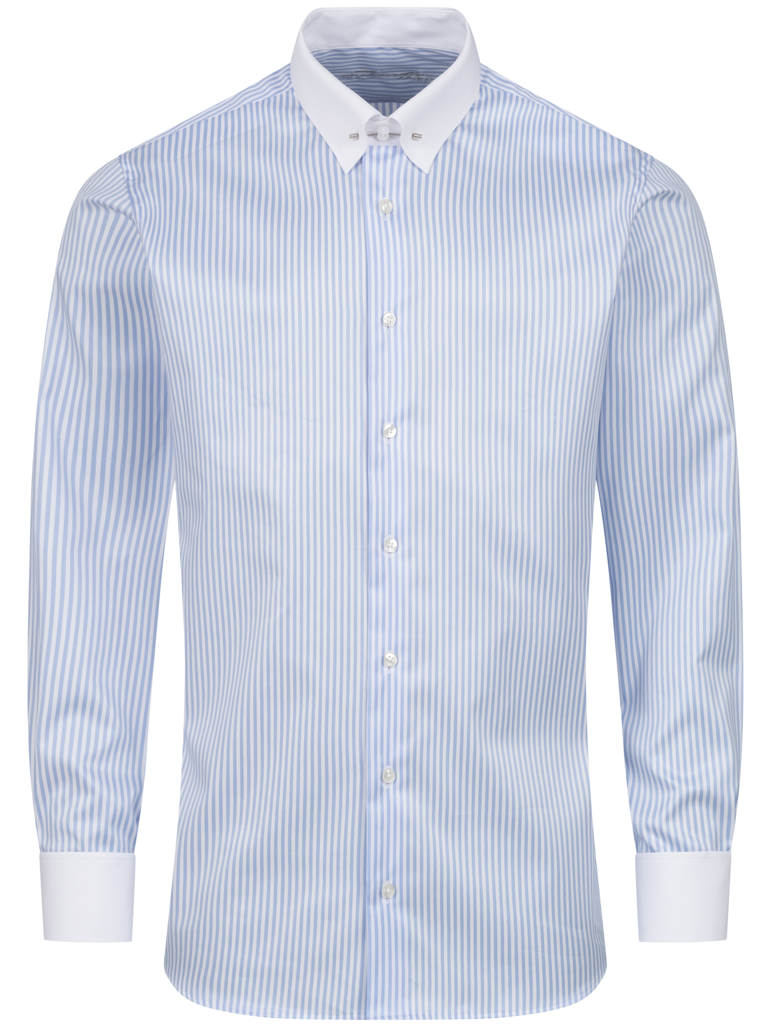 Hellblau gestreiftes Modern Cut Premium Line Schaeffer Hemd mit Piccadilly Kragen Hellblau gestreiftes Modern Cut Premium Line Schaeffer Hemd mit Piccadilly Kragen