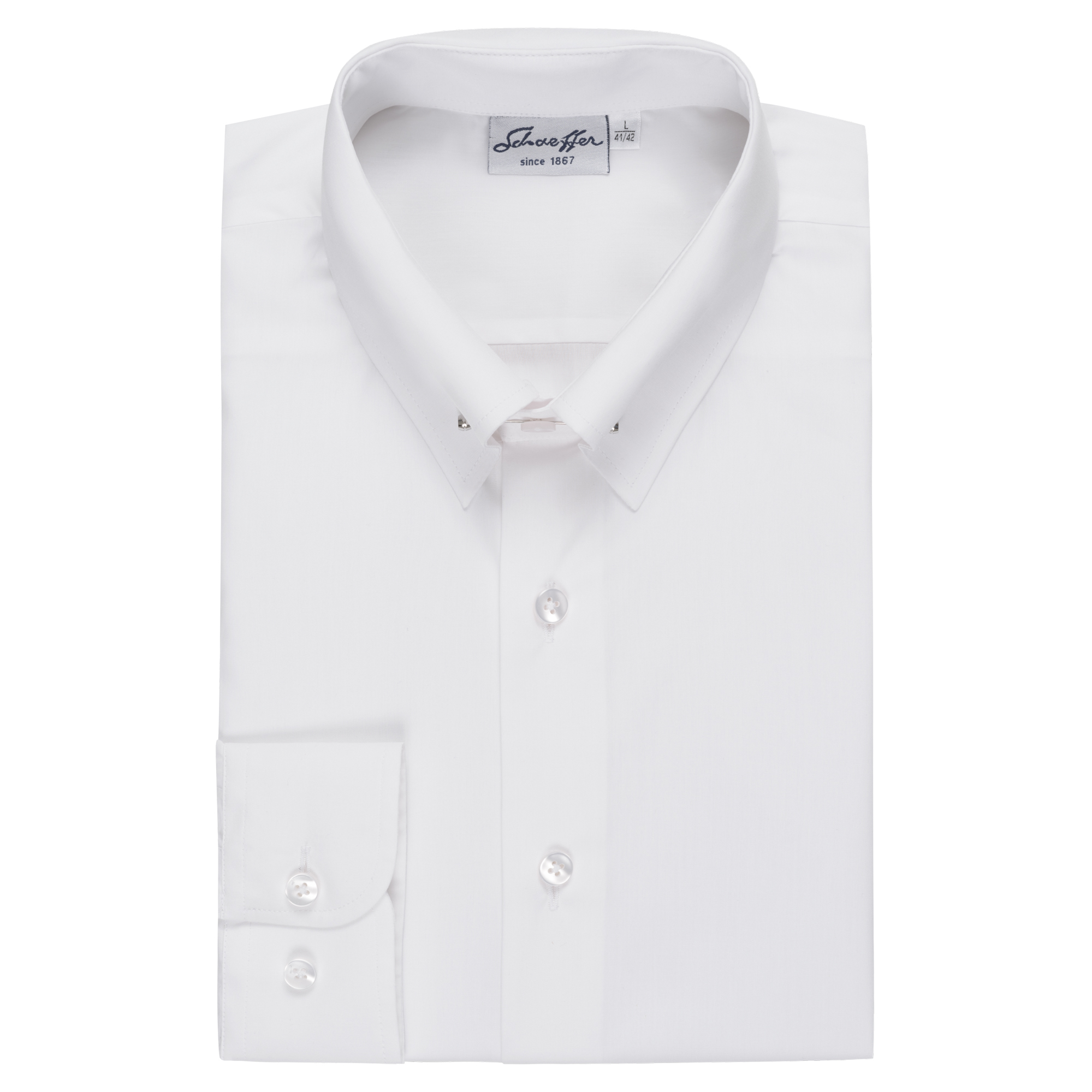 Weißes Modern Cut Urban Line Schaeffer Hemd mit Piccadilly Kragen